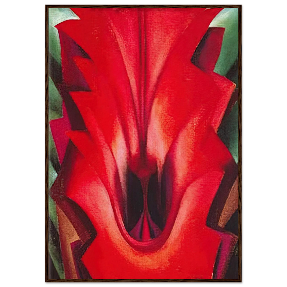 Inside Red Canna Framed Poster | Georgia O'Keeffe Framed Prints Wall Art | Georgia O Keeffe Prints