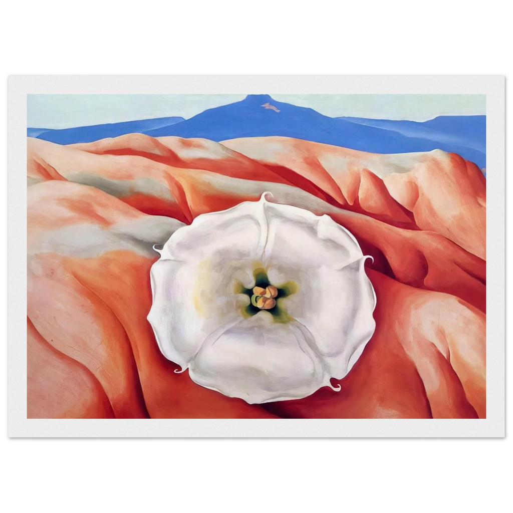 Red hills and white flower II Framed Poster | Georgia O'Keeffe Framed Prints Wall Art | Georgia O Keeffe Prints
