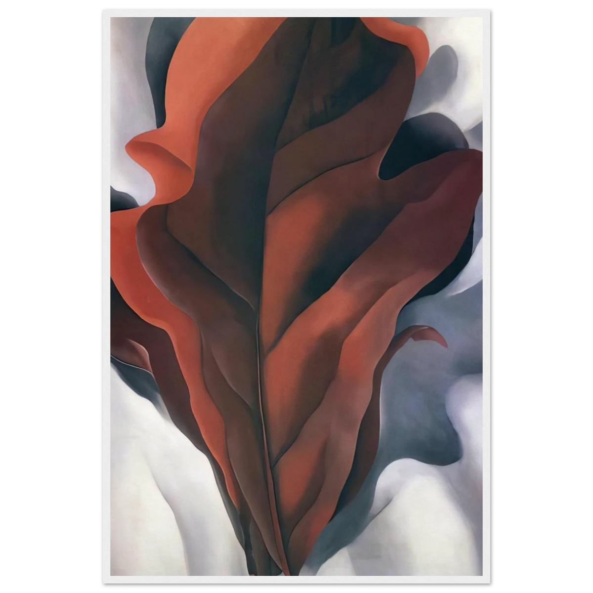Large Dark Red Leaves on White Framed Poster | Georgia O'Keeffe Framed Prints Wall Art | Georgia O Keeffe Prints