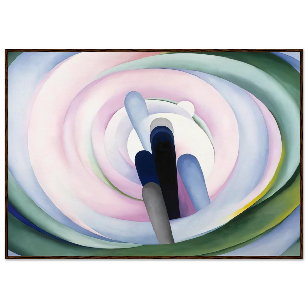 Grey Blue and Black, Pink Circle Framed Poster | Georgia O'Keeffe Framed Prints Wall Art | Georgia O Keeffe Prints
