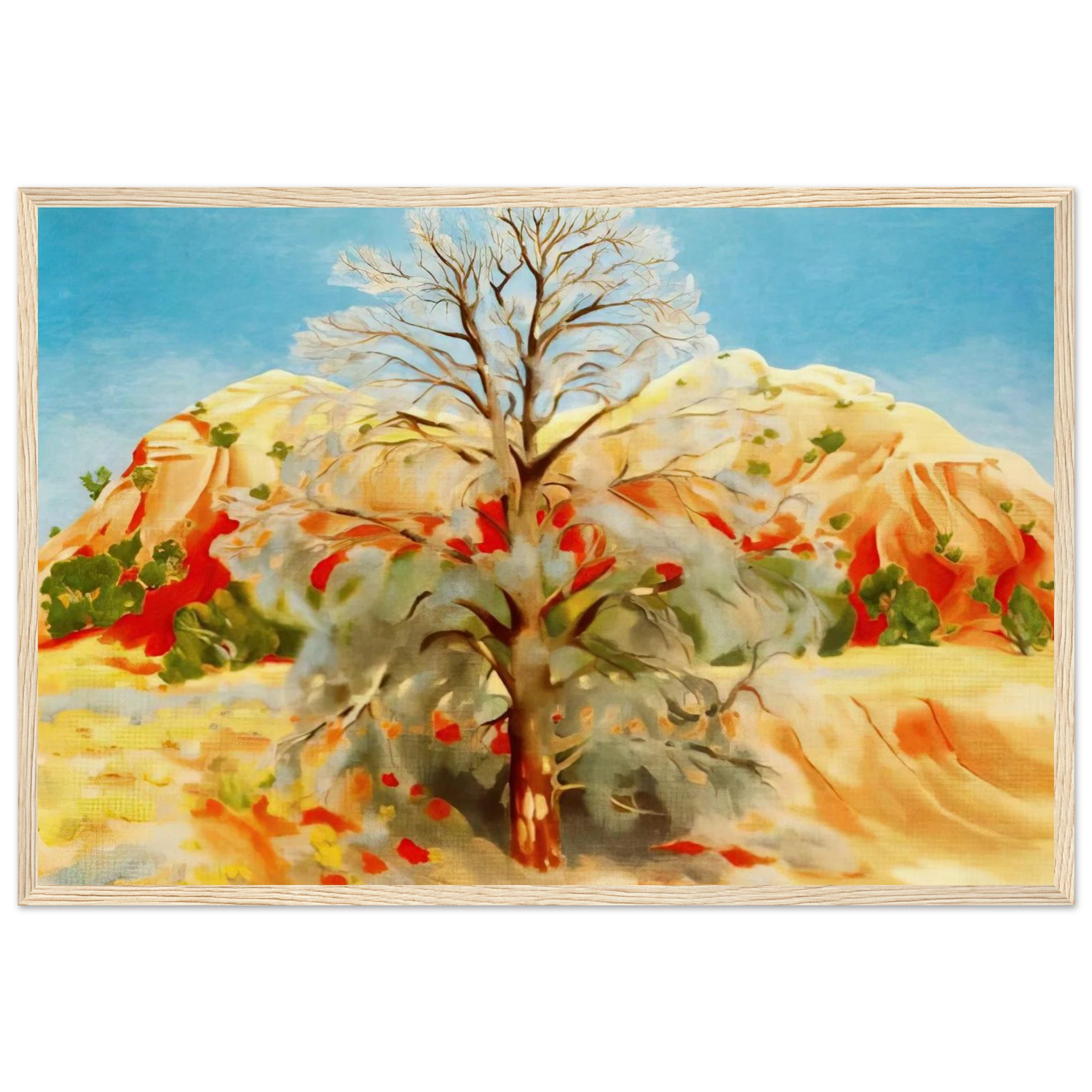 Dead Tree with Pink Hill Framed Poster | Georgia O'Keeffe Framed Prints Wall Art | Georgia O Keeffe Prints