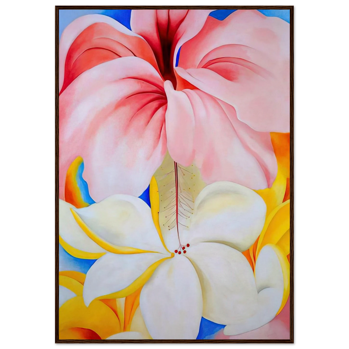 Hibiscus with Plumeria Framed Poster | Georgia O'Keeffe Framed Prints Wall Art | Georgia O Keeffe Prints