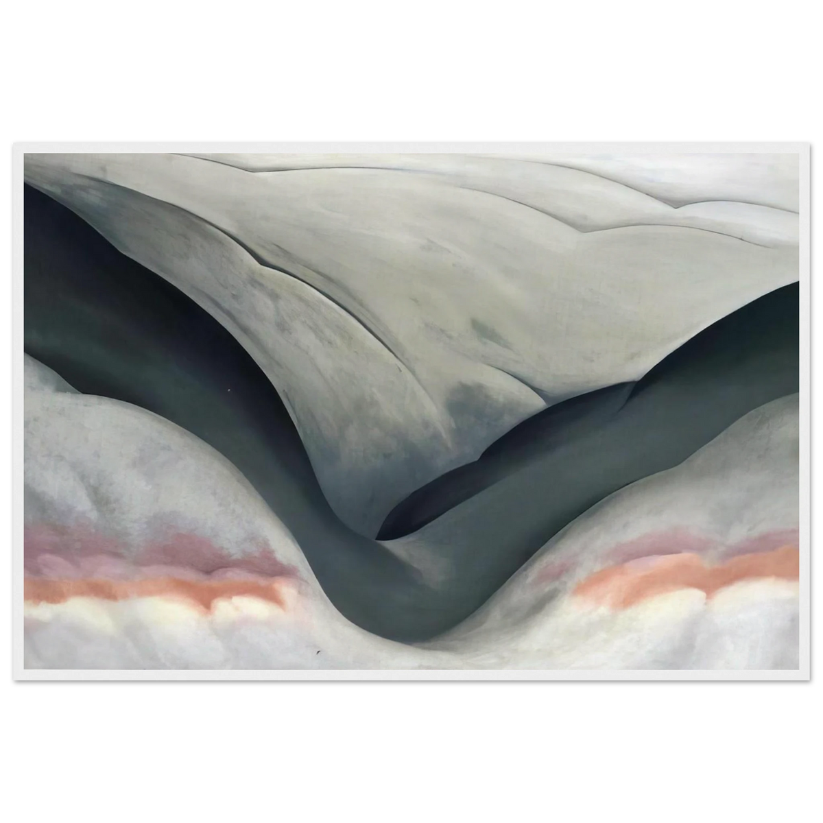 Black Place, Grey and Pink Framed Poster | Georgia O'Keeffe Framed Prints Wall Art | Georgia O Keeffe Prints