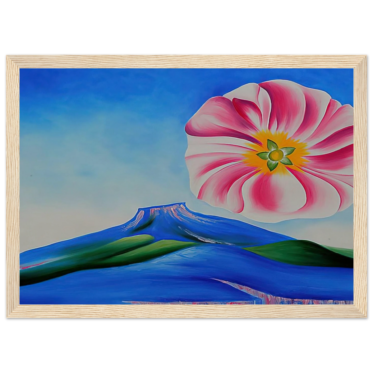 Hollyhock Pink with Pedernal Framed Poster | Georgia O'Keeffe Framed Prints Wall Art | Georgia O Keeffe Prints