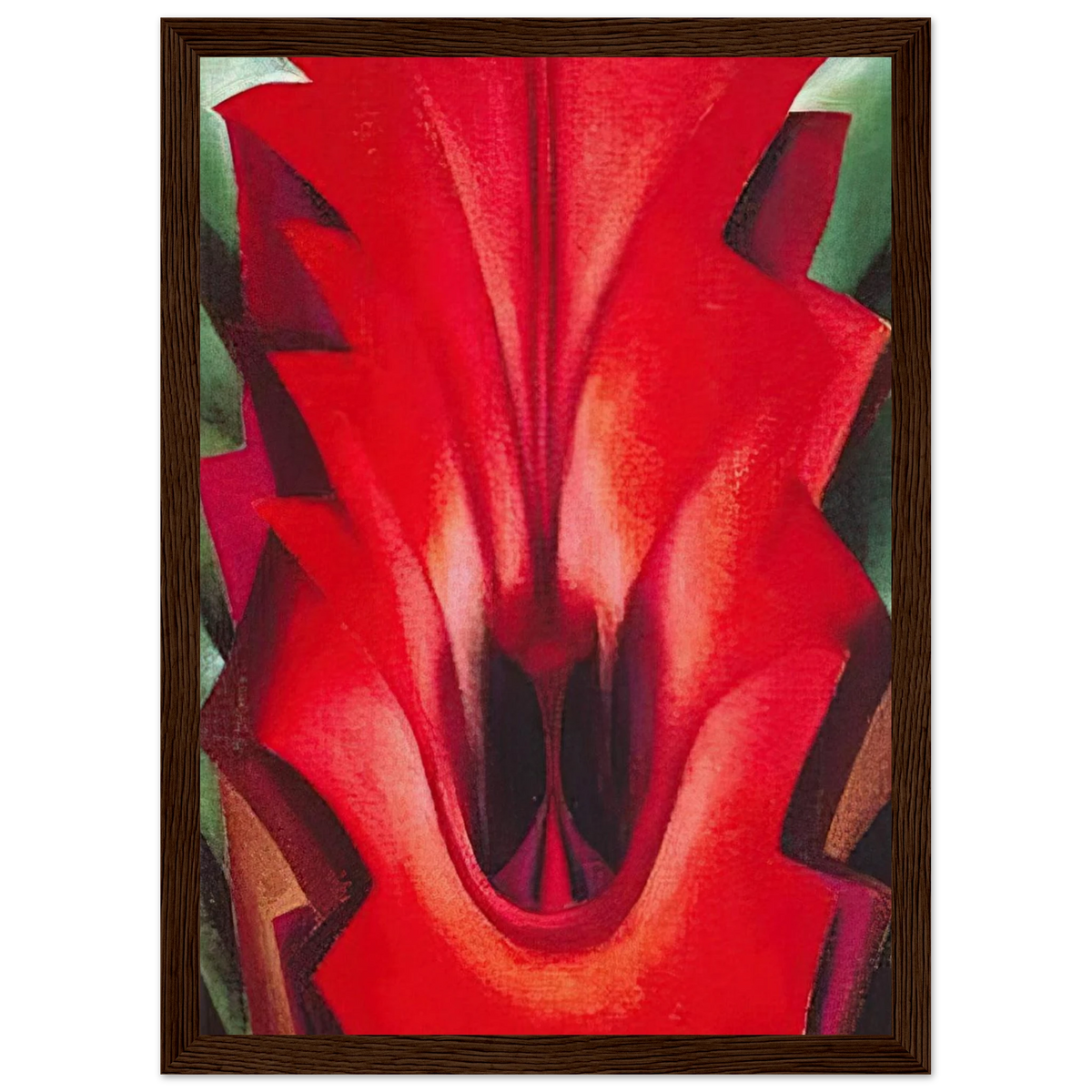 Inside Red Canna Framed Poster | Georgia O'Keeffe Framed Prints Wall Art | Georgia O Keeffe Prints