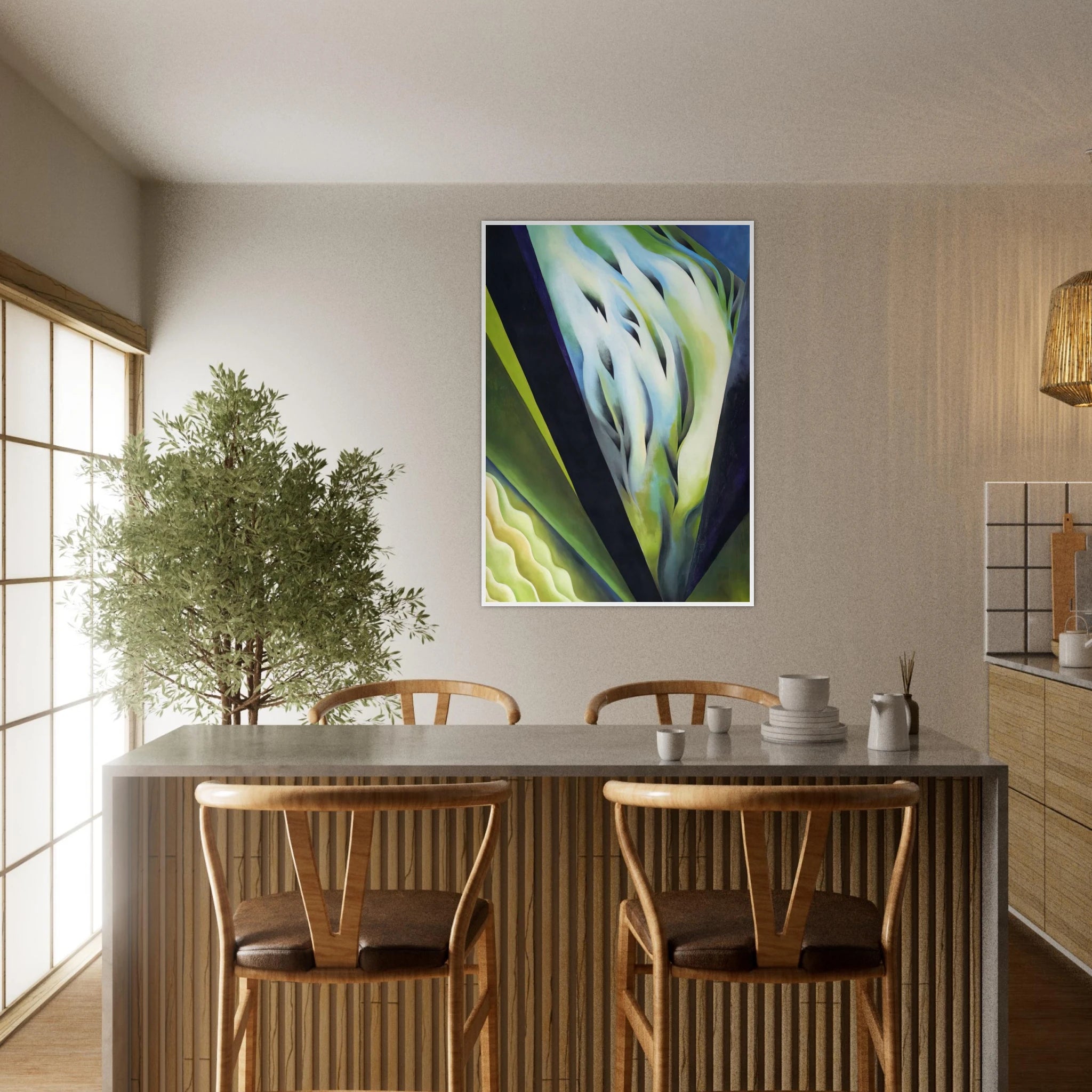 Blue and Green Music Framed Poster | Georgia O'Keeffe Framed Prints Wall Art | Georgia O Keeffe Prints