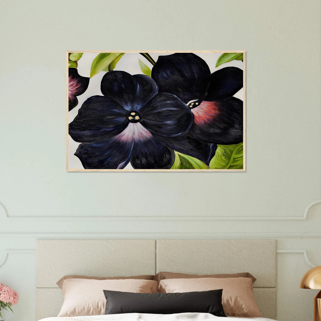 Black and Purple Petunias Framed Poster | Georgia O'Keeffe Framed Prints Wall Art | Georgia O Keeffe Prints