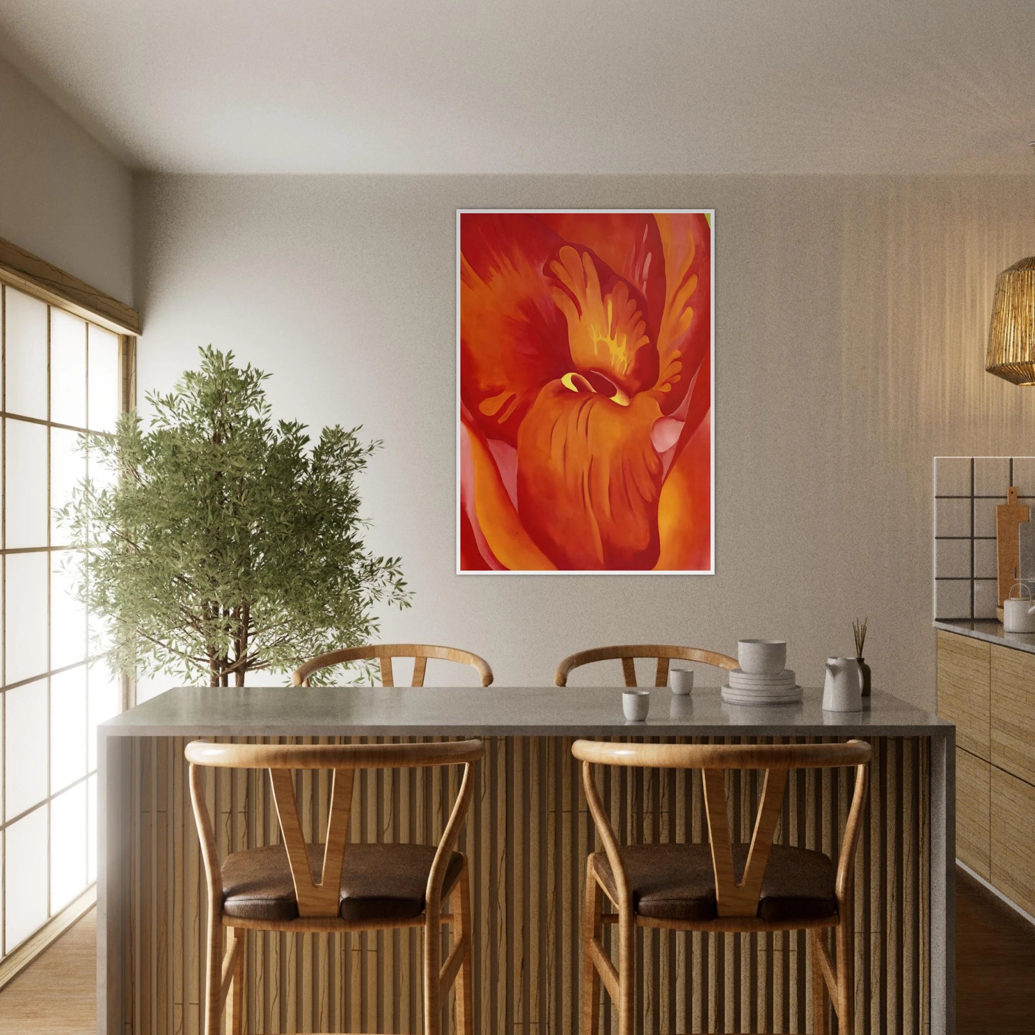 Canna Red and Orange Framed Poster | Georgia O'Keeffe Framed Prints Wall Art | Georgia O Keeffe Prints