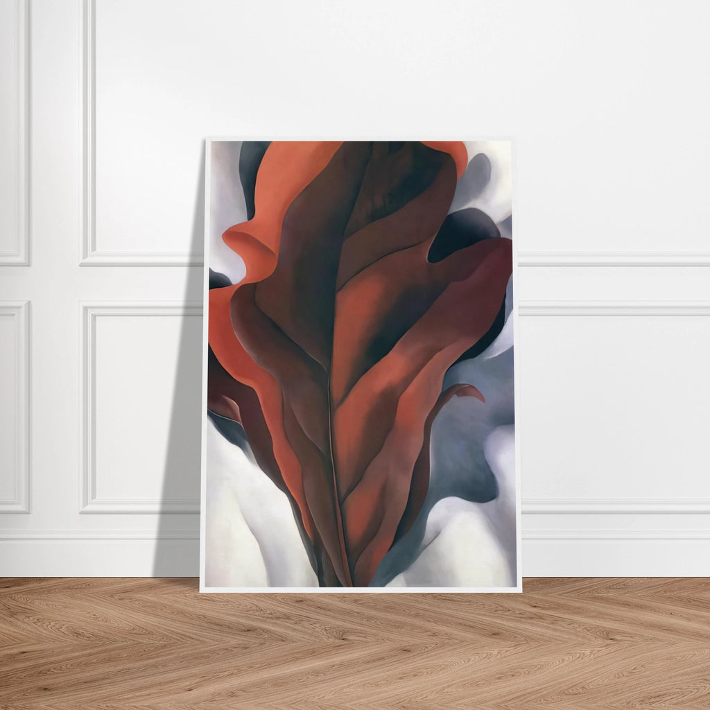 Large Dark Red Leaves on White Framed Poster | Georgia O'Keeffe Framed Prints Wall Art | Georgia O Keeffe Prints