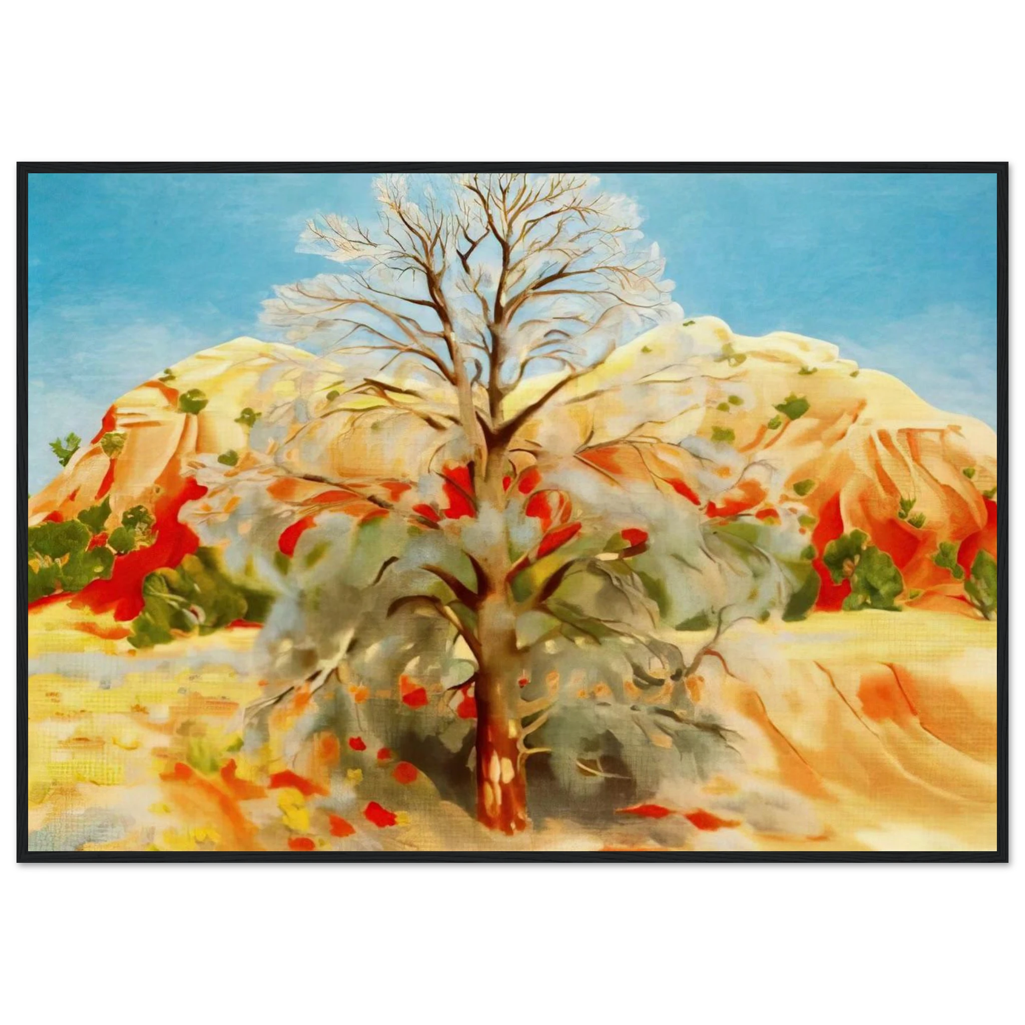 Dead Tree with Pink Hill Framed Poster | Georgia O'Keeffe Framed Prints Wall Art | Georgia O Keeffe Prints