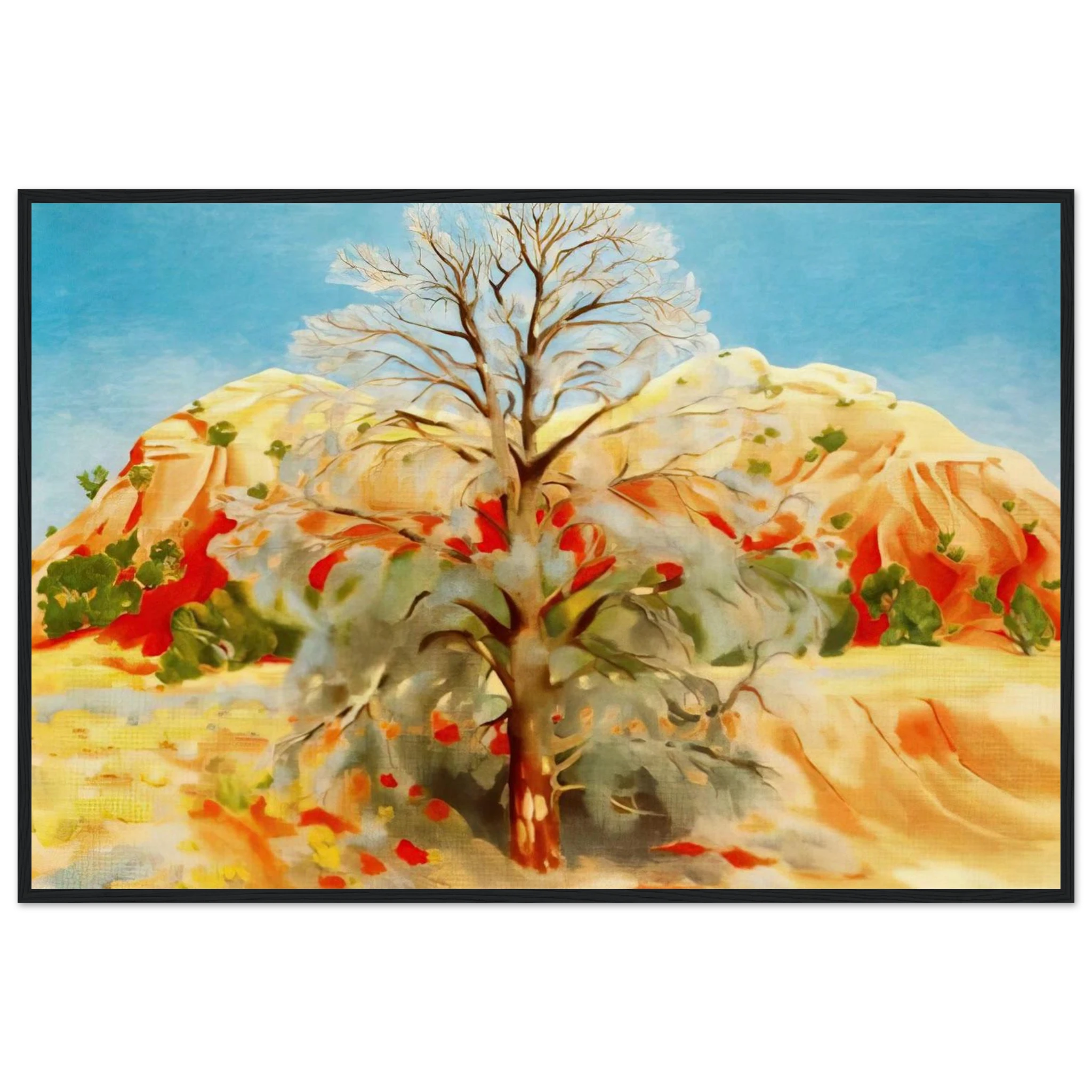 Dead Tree with Pink Hill Framed Poster | Georgia O'Keeffe Framed Prints Wall Art | Georgia O Keeffe Prints