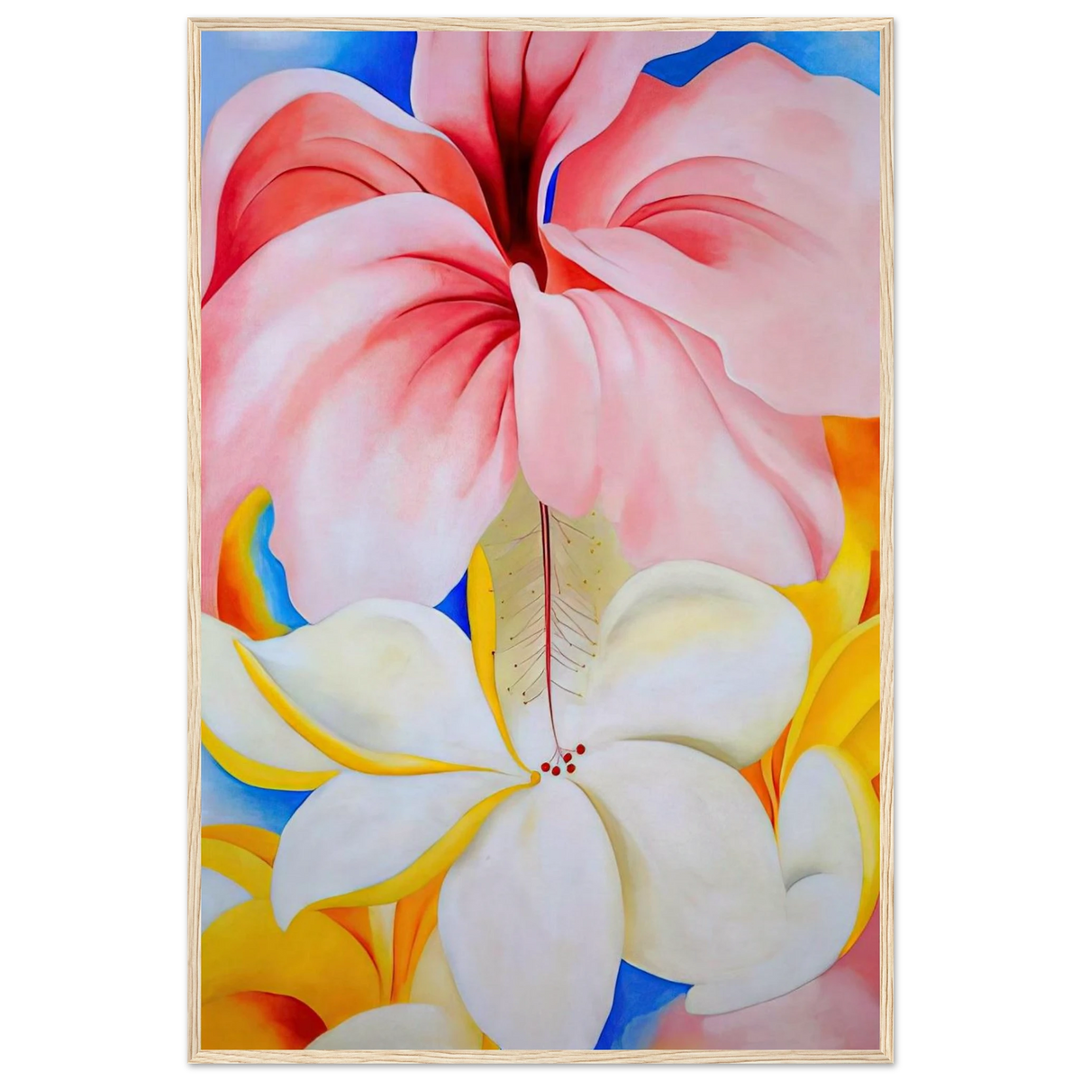 Hibiscus with Plumeria Framed Poster | Georgia O'Keeffe Framed Prints Wall Art | Georgia O Keeffe Prints