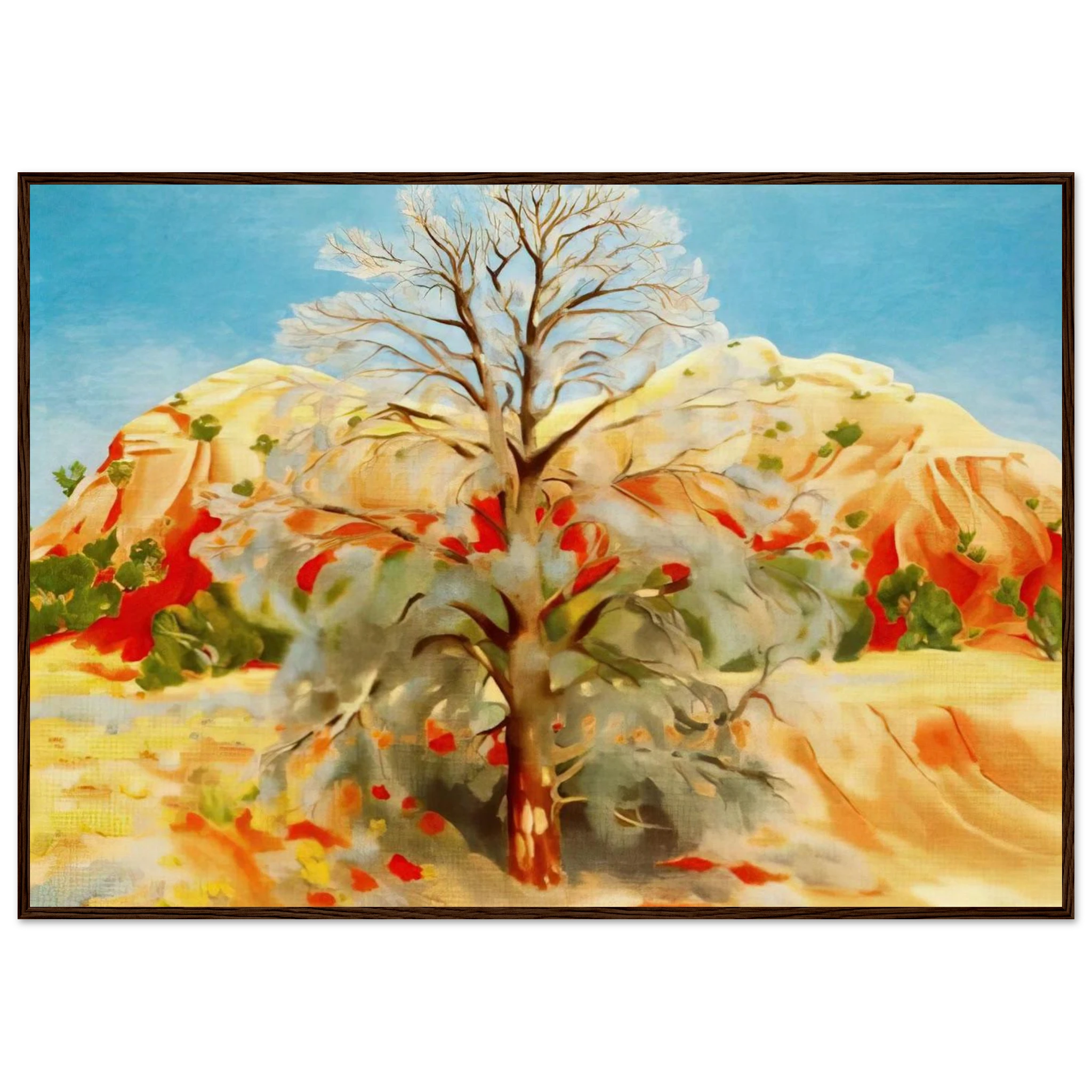 Dead Tree with Pink Hill Framed Poster | Georgia O'Keeffe Framed Prints Wall Art | Georgia O Keeffe Prints