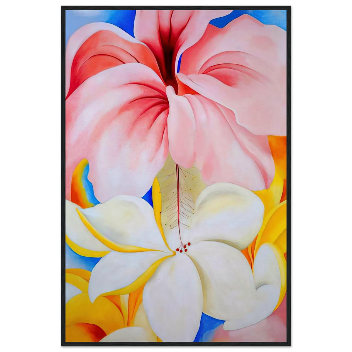 Hibiscus with Plumeria Framed Poster | Georgia O'Keeffe Framed Prints Wall Art | Georgia O Keeffe Prints