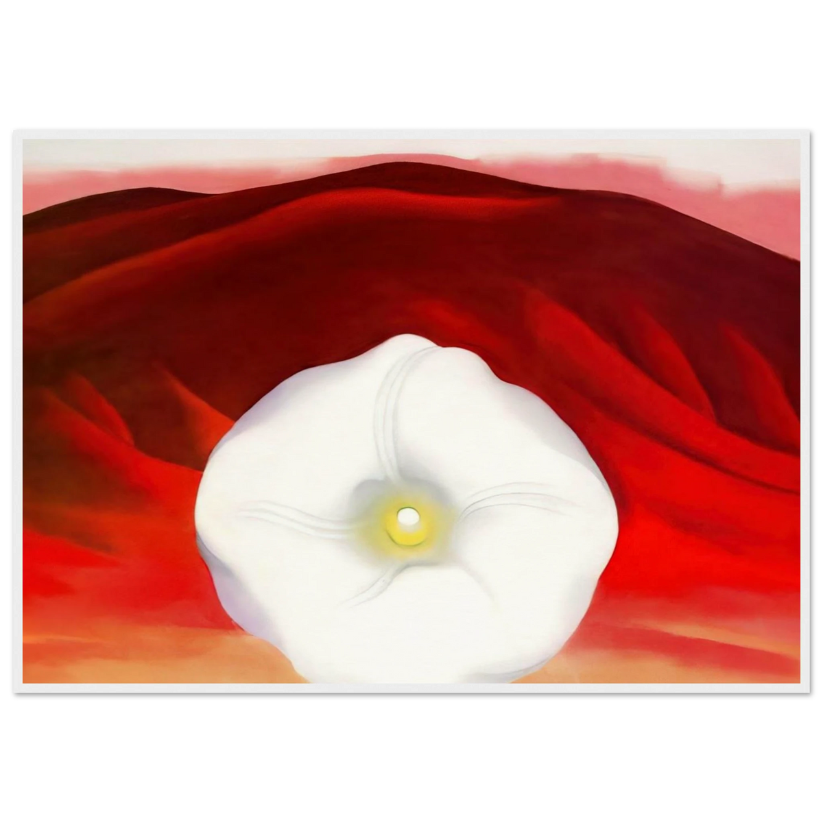 Red hills and white flower Framed Poster | Georgia O'Keeffe Framed Prints Wall Art | Georgia O Keeffe Prints