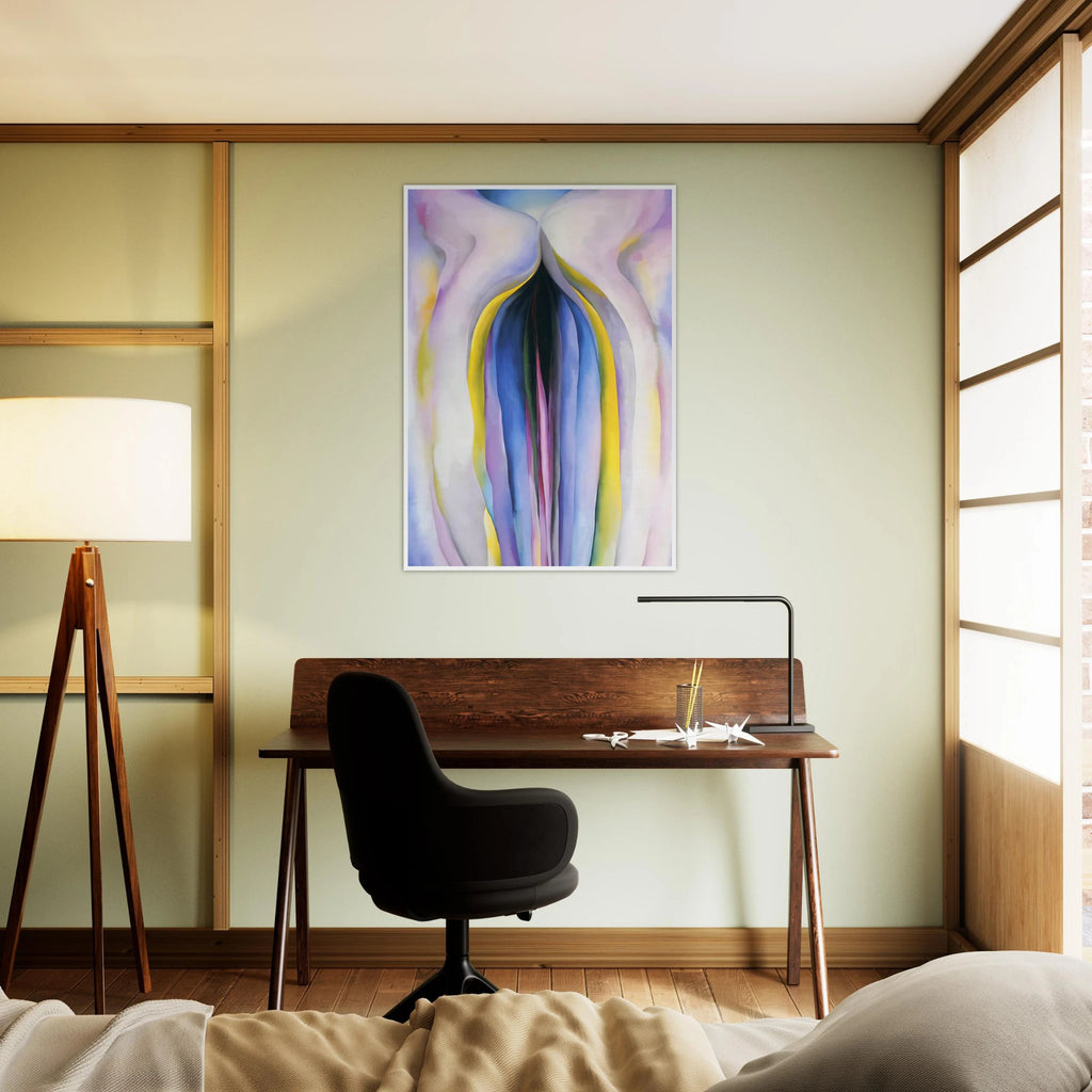 Grey Line With Black, Blue And Yellow Framed Poster | Georgia O'Keeffe Framed Prints Wall Art | Georgia O Keeffe Prints