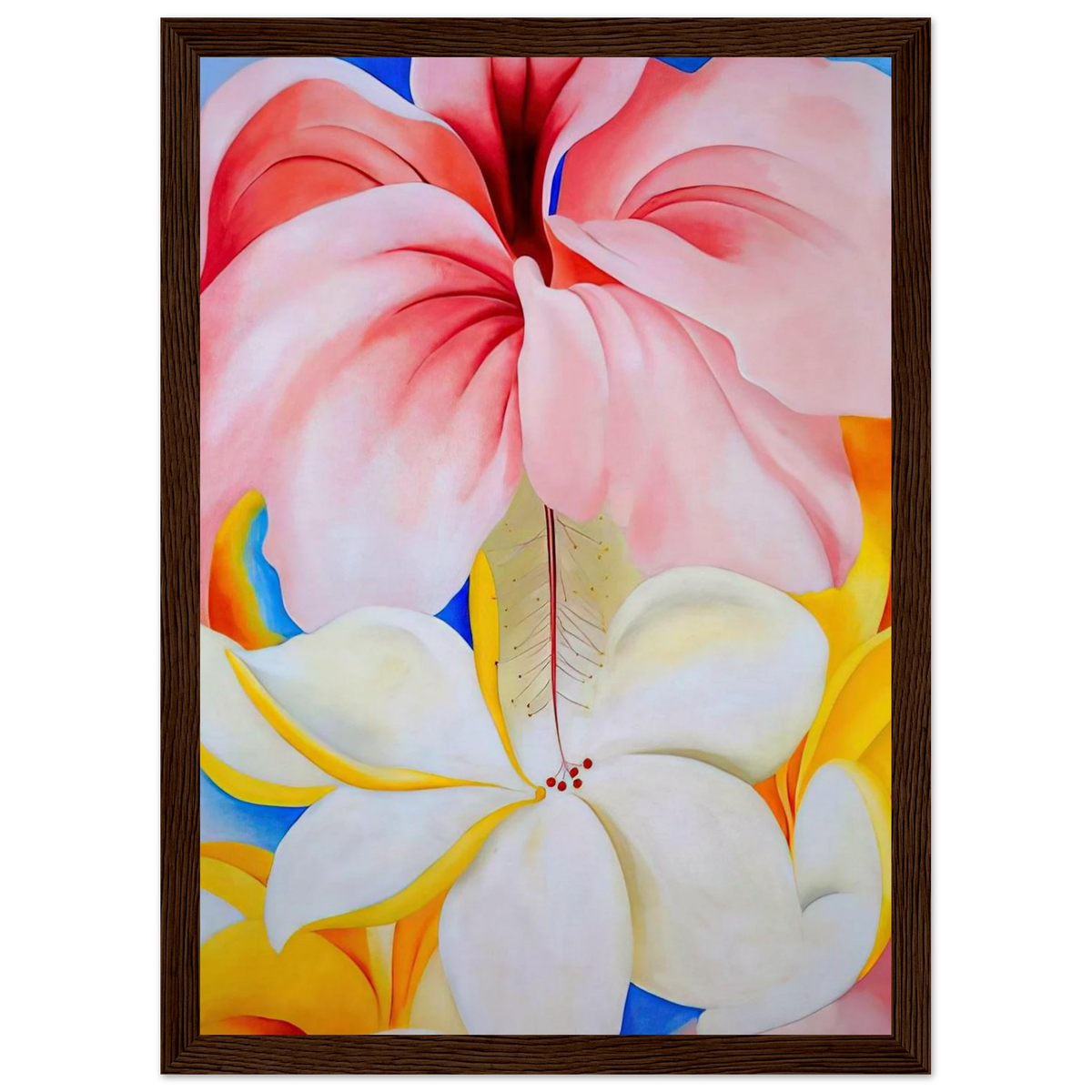 Hibiscus with Plumeria Framed Poster | Georgia O'Keeffe Framed Prints Wall Art | Georgia O Keeffe Prints