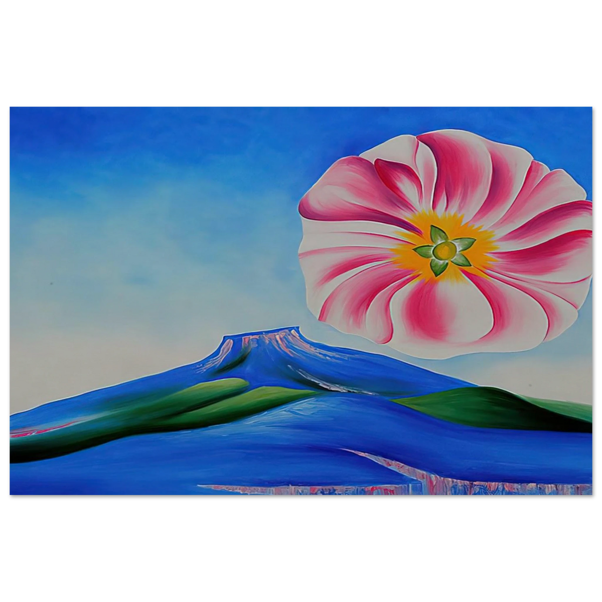 Hollyhock Pink with Pedernal Poster | Georgia O'Keeffe Poster | Georgia O Keeffe Prints