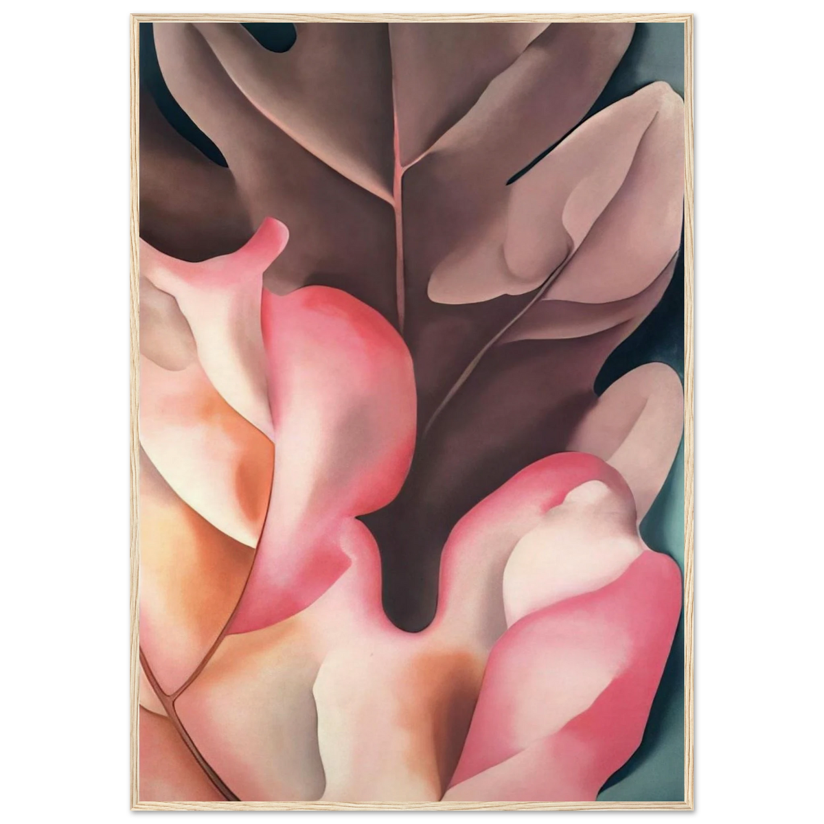 Oak Leaves Pink and Grey Framed Poster | Georgia O'Keeffe Framed Prints Wall Art | Georgia O Keeffe Prints