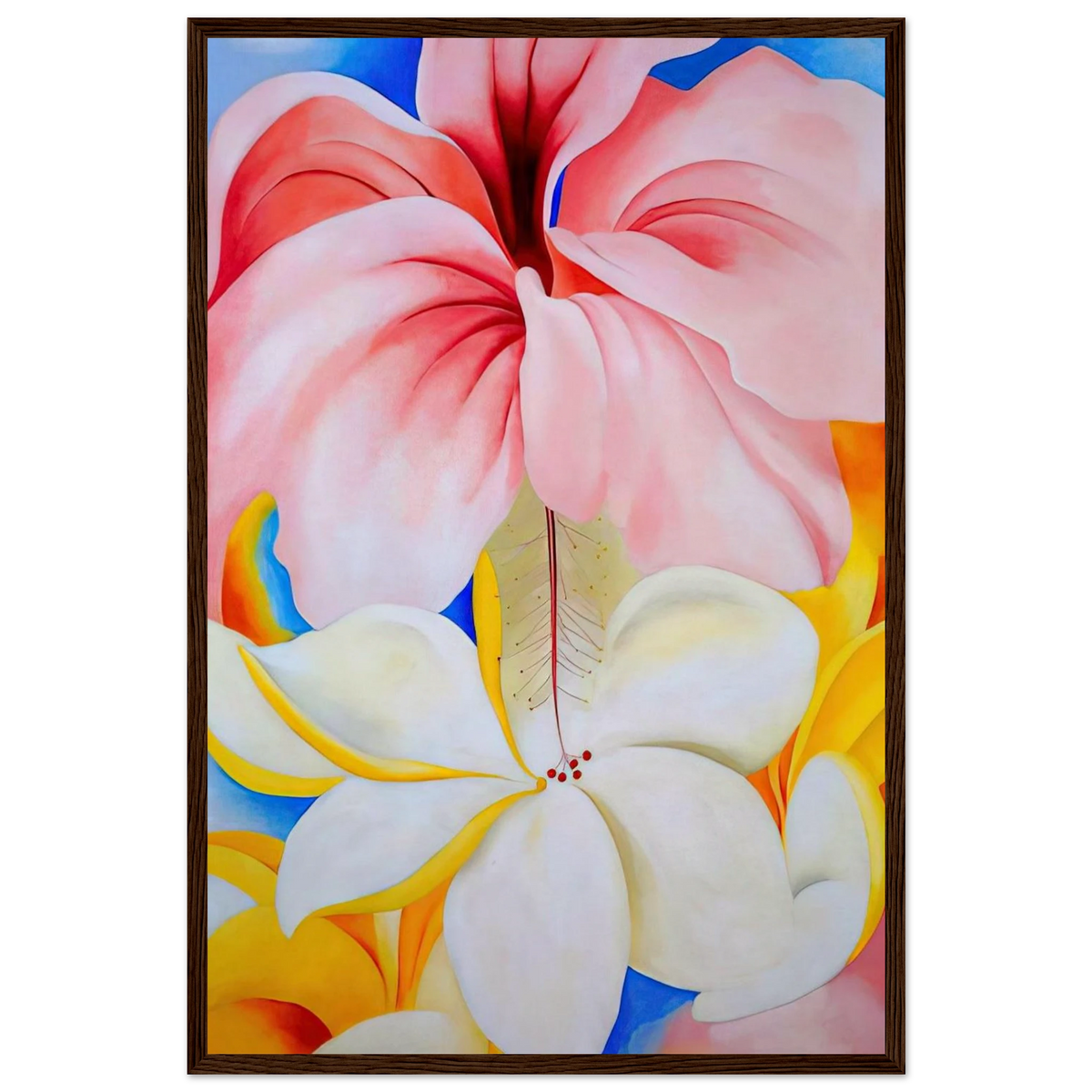 Hibiscus with Plumeria Framed Poster | Georgia O'Keeffe Framed Prints Wall Art | Georgia O Keeffe Prints