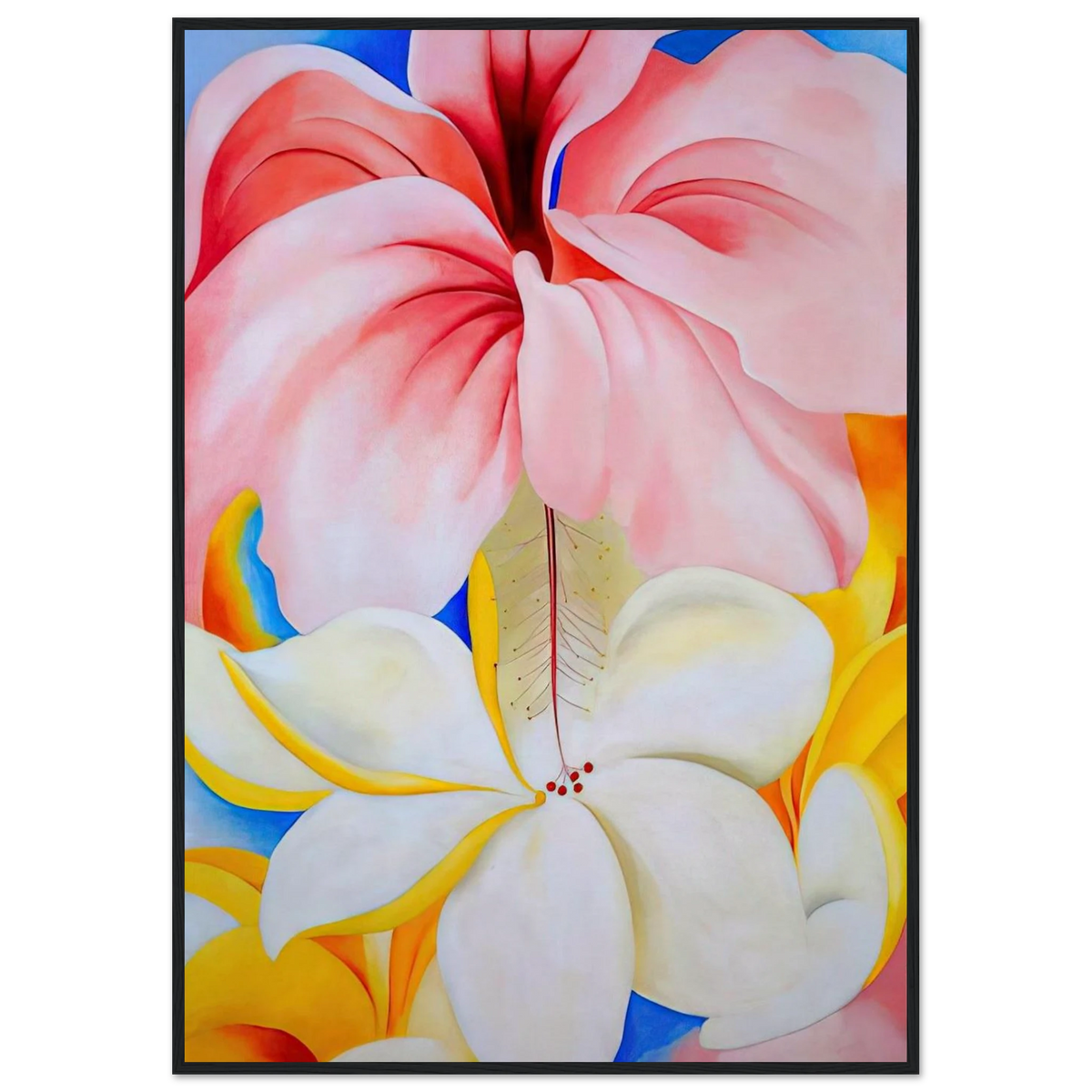 Hibiscus with Plumeria Framed Poster | Georgia O'Keeffe Framed Prints Wall Art | Georgia O Keeffe Prints