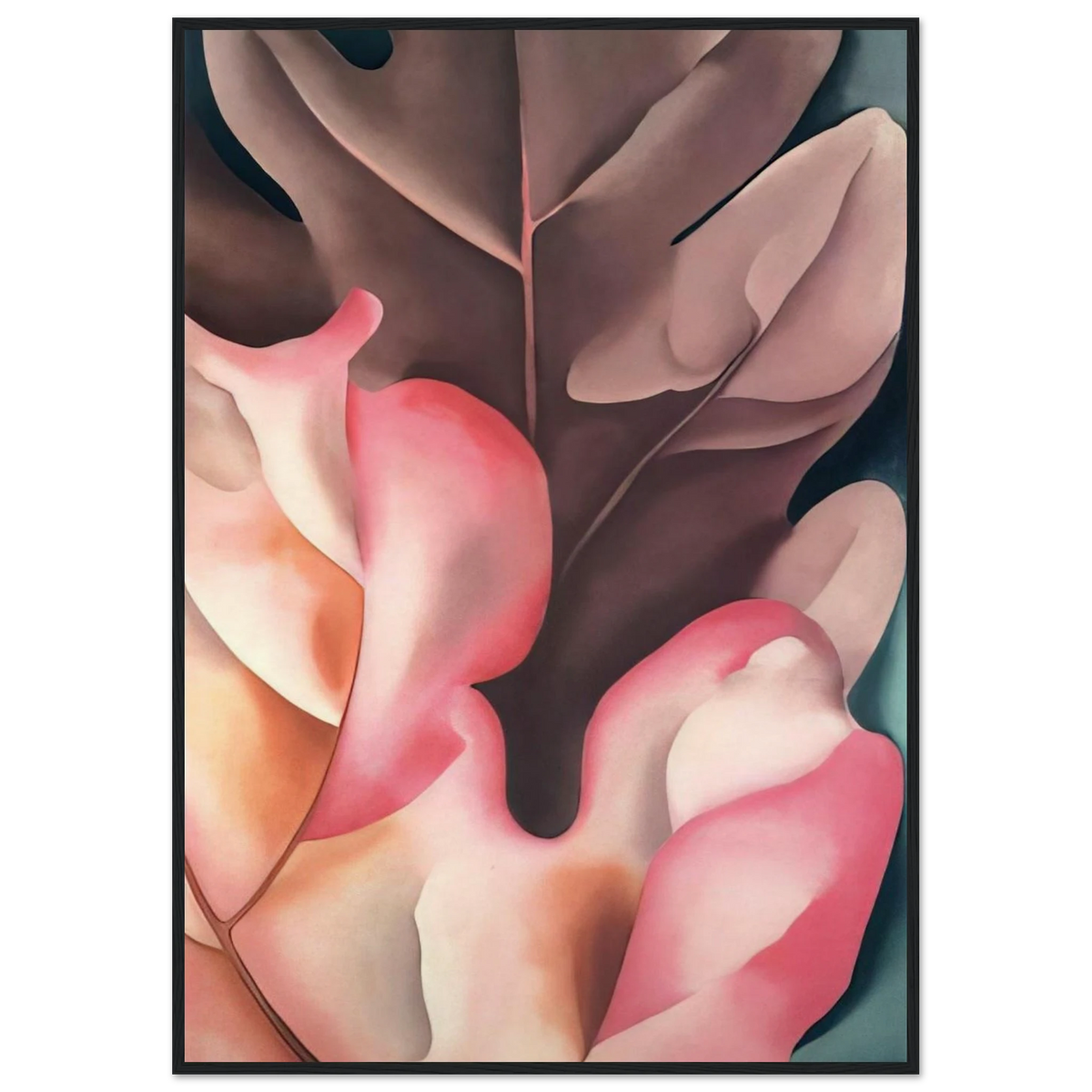 Oak Leaves Pink and Grey Framed Poster | Georgia O'Keeffe Framed Prints Wall Art | Georgia O Keeffe Prints