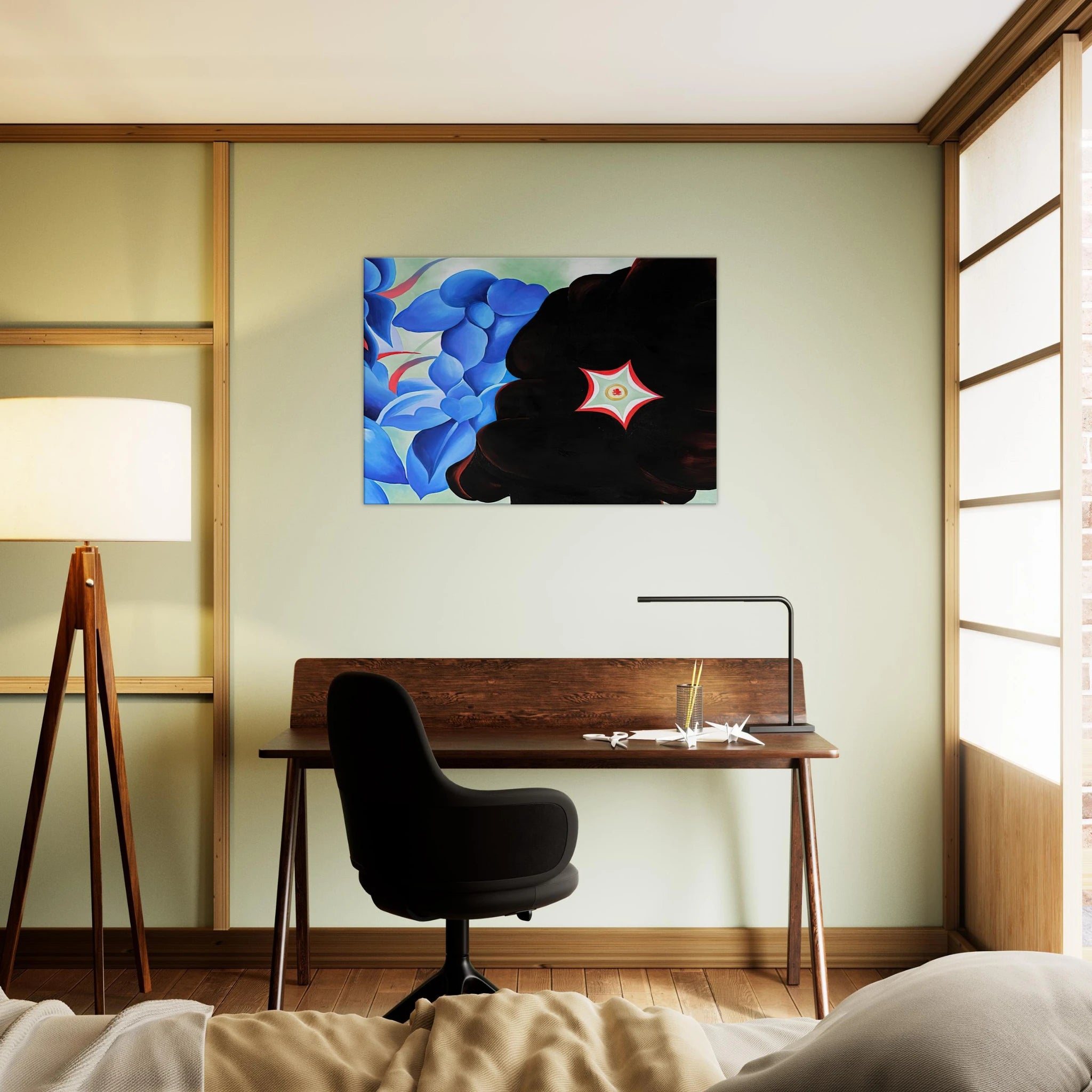 Black Hollyhock - Blue Larkspur Canvas | Georgia O'Keeffe Canvas | Georgia O Keeffe Prints