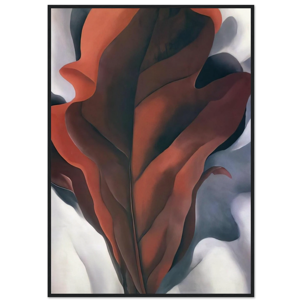 Large Dark Red Leaves on White Framed Poster | Georgia O'Keeffe Framed Prints Wall Art | Georgia O Keeffe Prints