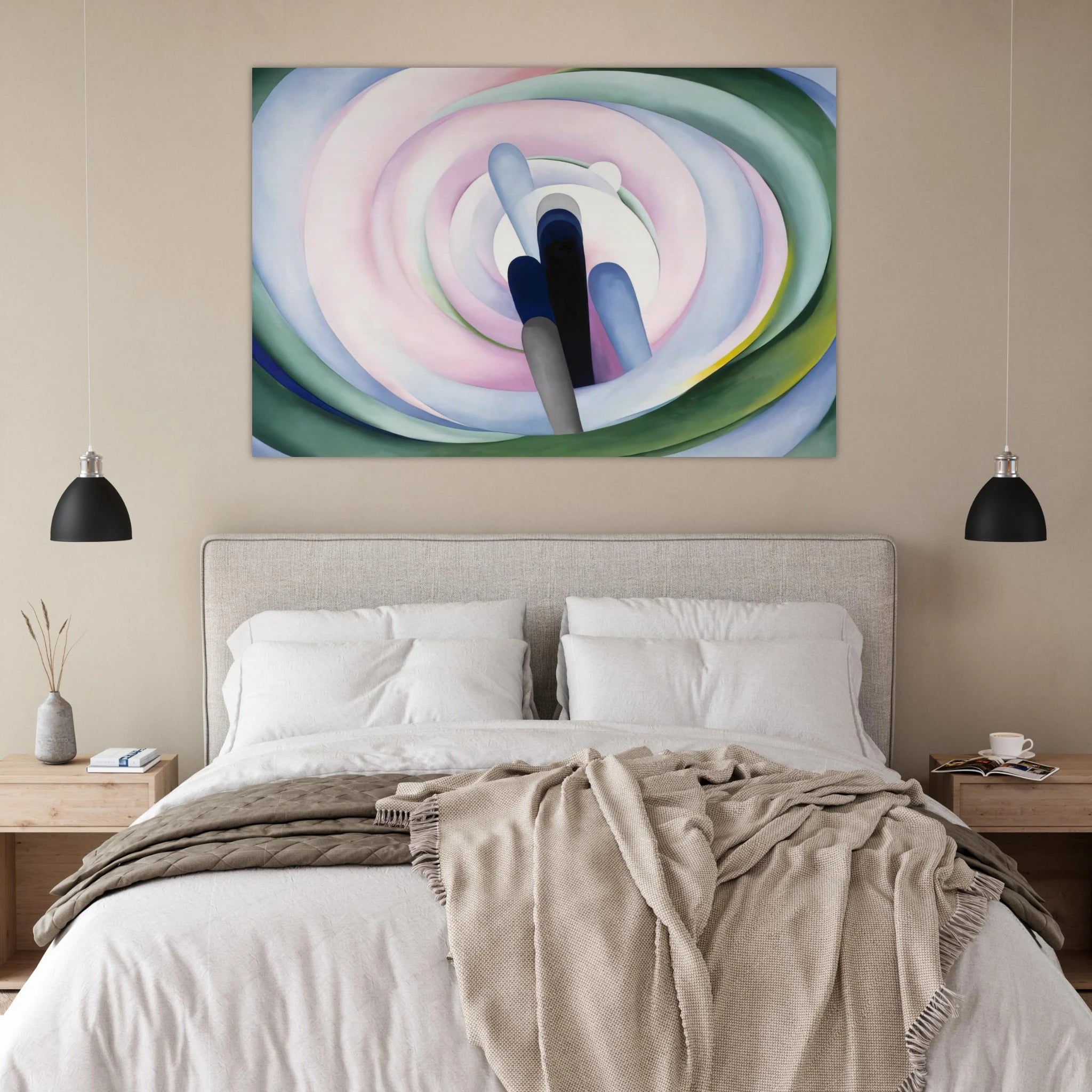 Grey Blue and Black, Pink Circle Poster | Georgia O'Keeffe Poster | Georgia O Keeffe Prints