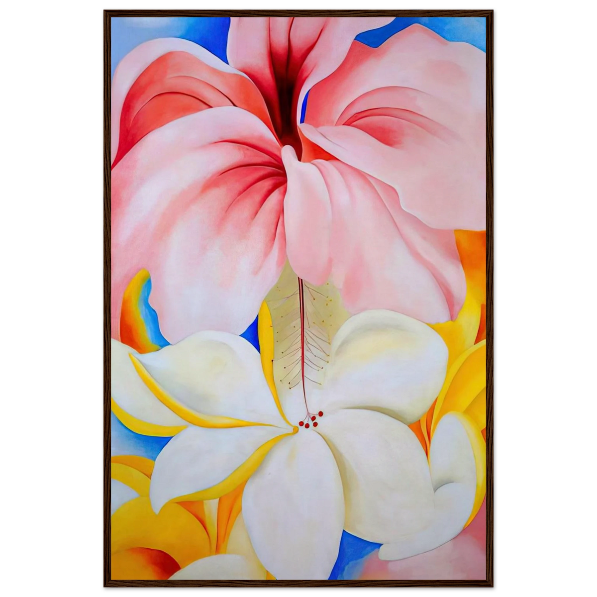 Hibiscus with Plumeria Framed Poster | Georgia O'Keeffe Framed Prints Wall Art | Georgia O Keeffe Prints