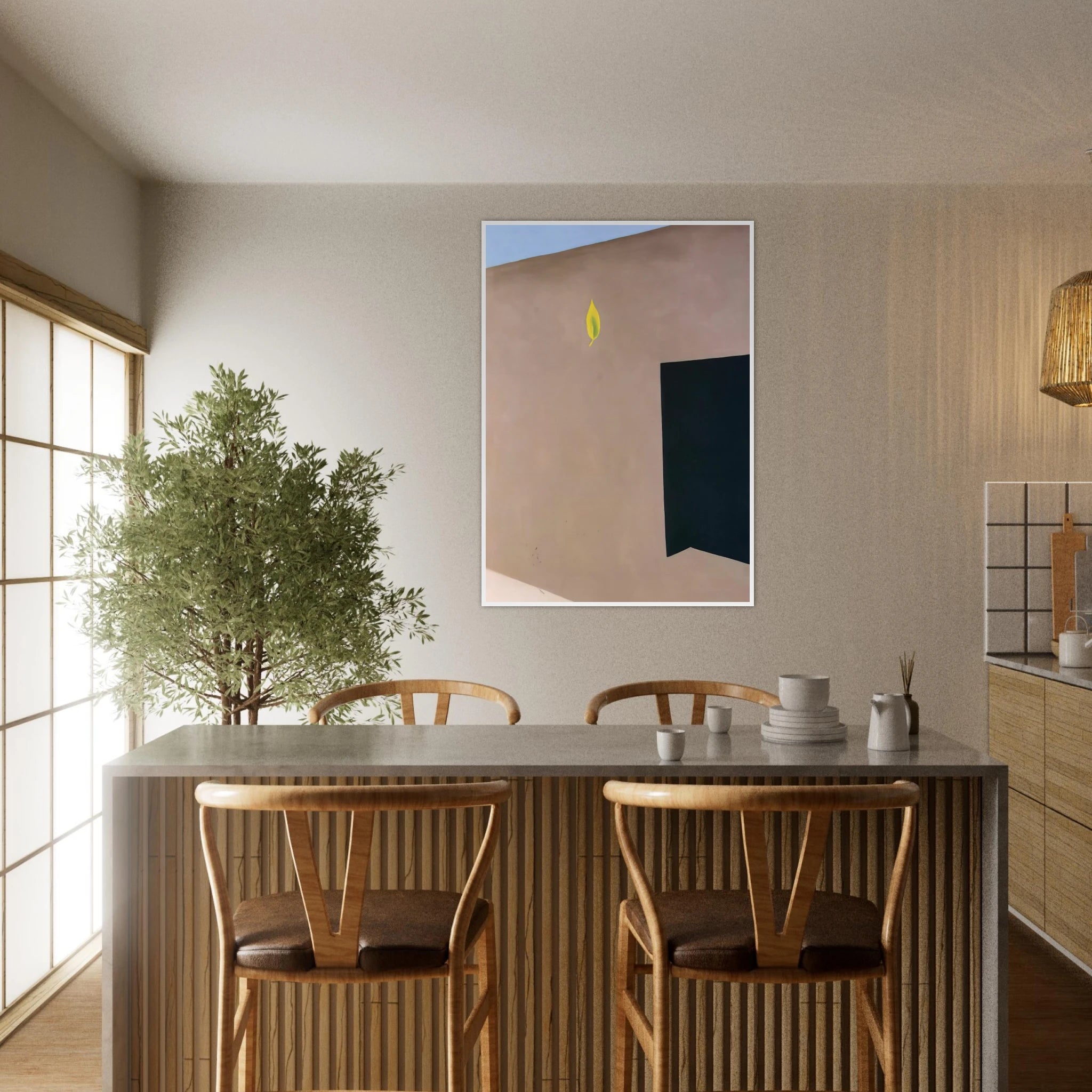 Patio Door with Green Leaf Framed Poster | Georgia O'Keeffe Framed Prints Wall Art | Georgia O Keeffe Prints