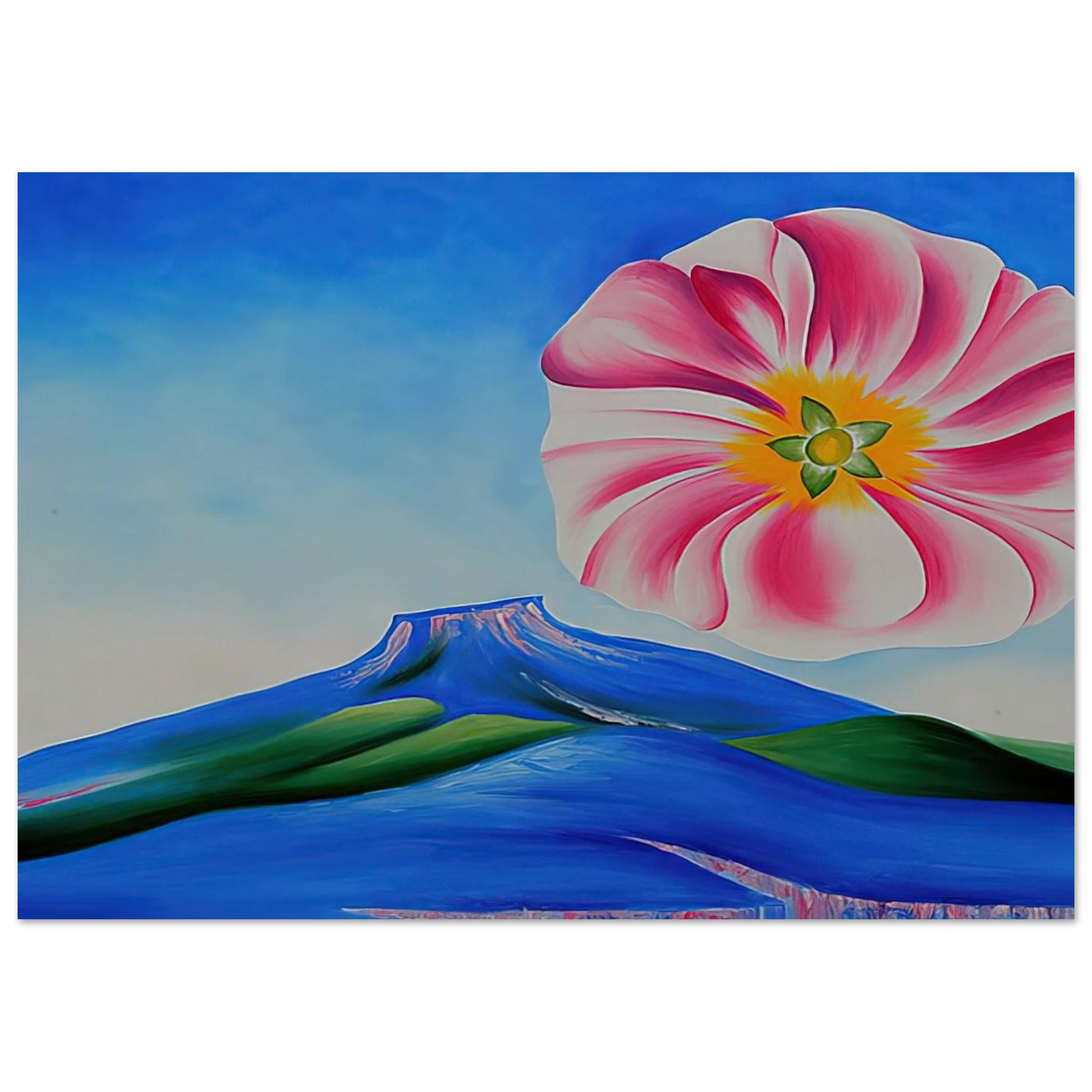 Hollyhock Pink with Pedernal Poster | Georgia O'Keeffe Poster | Georgia O Keeffe Prints