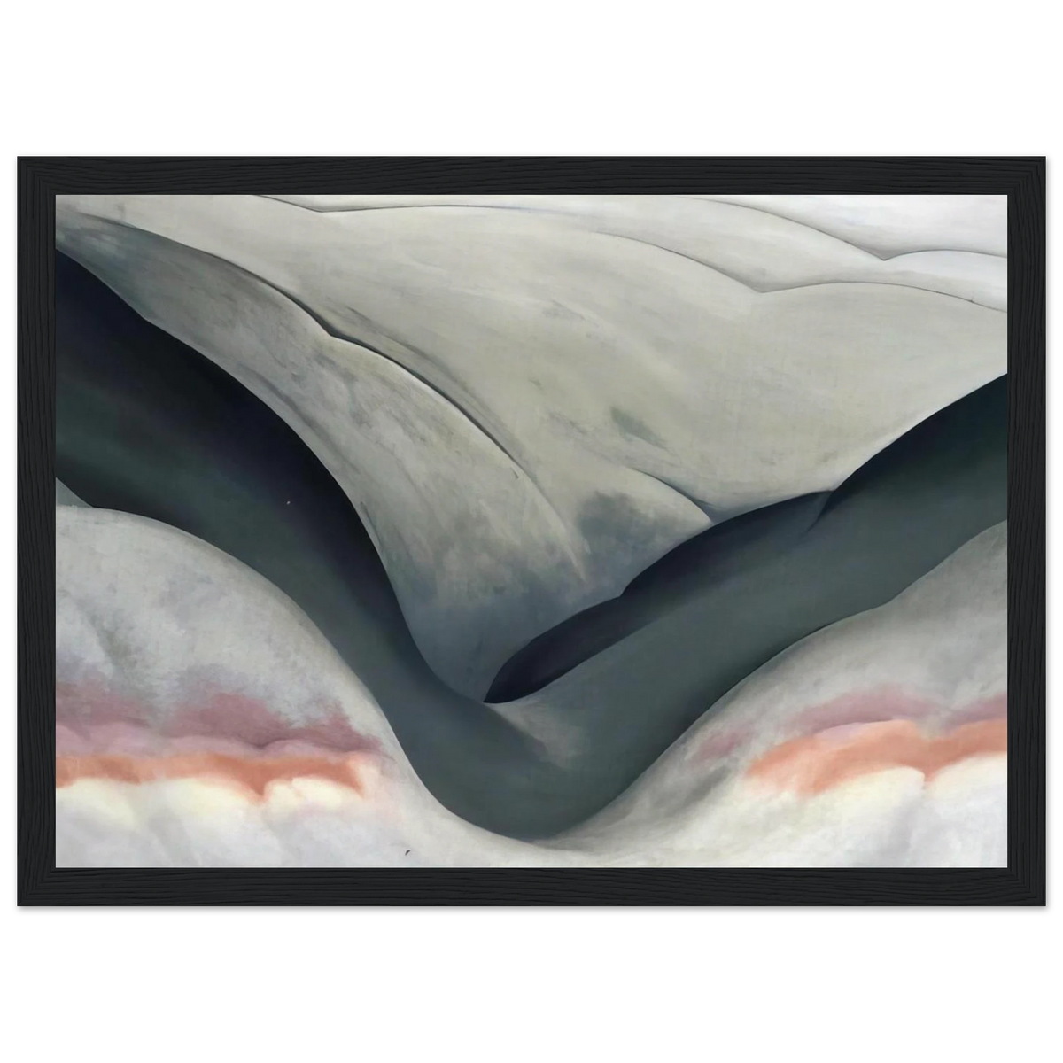 Black Place, Grey and Pink Framed Poster | Georgia O'Keeffe Framed Prints Wall Art | Georgia O Keeffe Prints