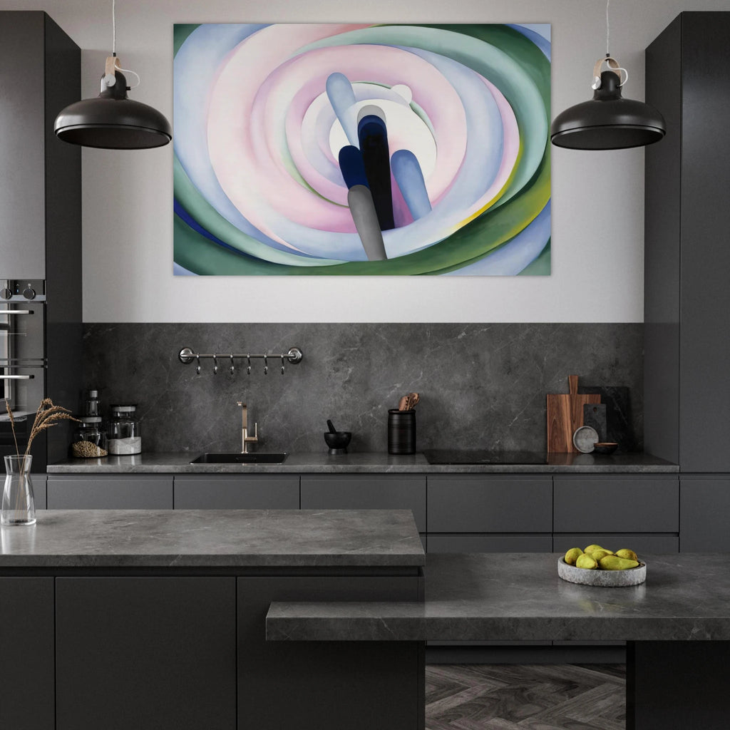Grey Blue and Black, Pink Circle Poster | Georgia O'Keeffe Poster | Georgia O Keeffe Prints