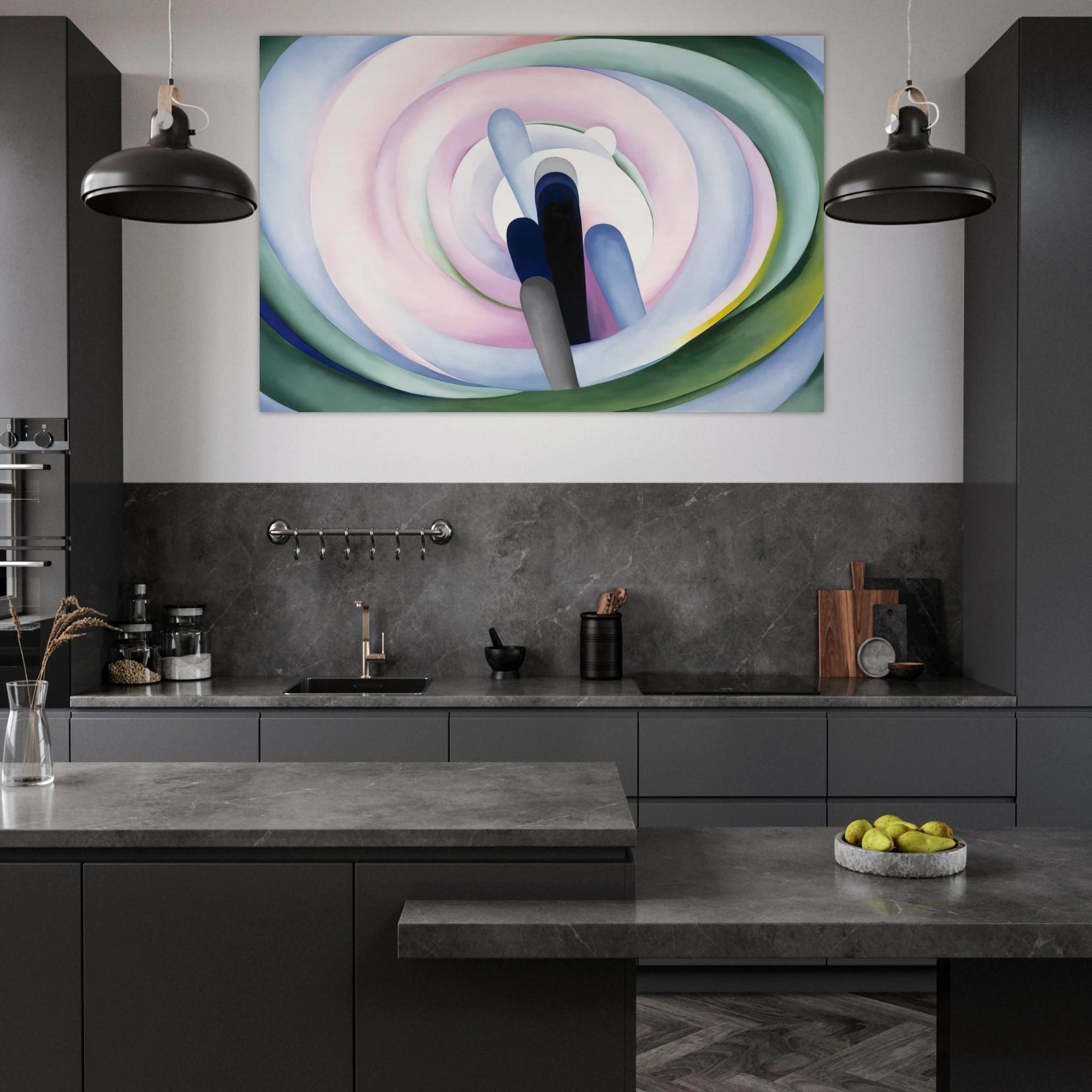 Grey Blue and Black, Pink Circle Poster | Georgia O'Keeffe Poster | Georgia O Keeffe Prints