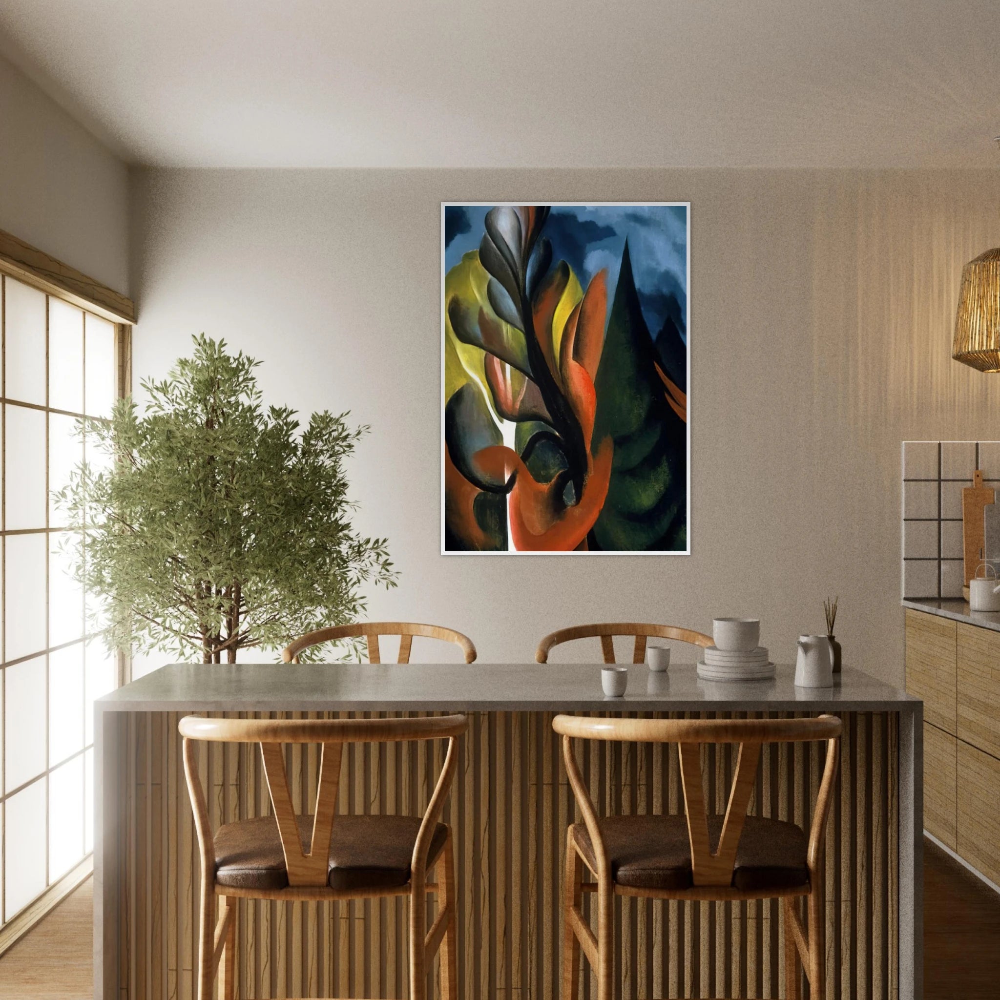 Maple and Cedar, Lake George Framed Poster | Georgia O'Keeffe Framed Prints Wall Art | Georgia O Keeffe Prints