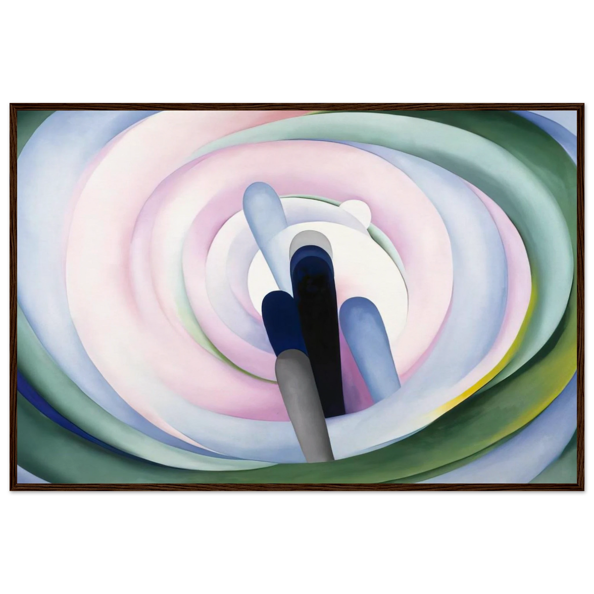 Grey Blue and Black, Pink Circle Framed Poster | Georgia O'Keeffe Framed Prints Wall Art | Georgia O Keeffe Prints