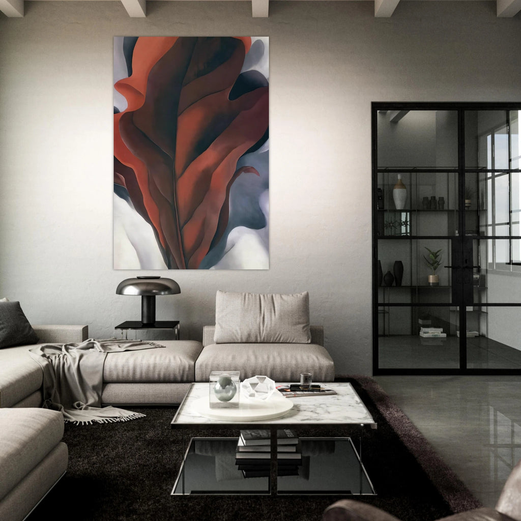 Large Dark Red Leaves on White Poster | Georgia O'Keeffe Poster | Georgia O Keeffe Prints