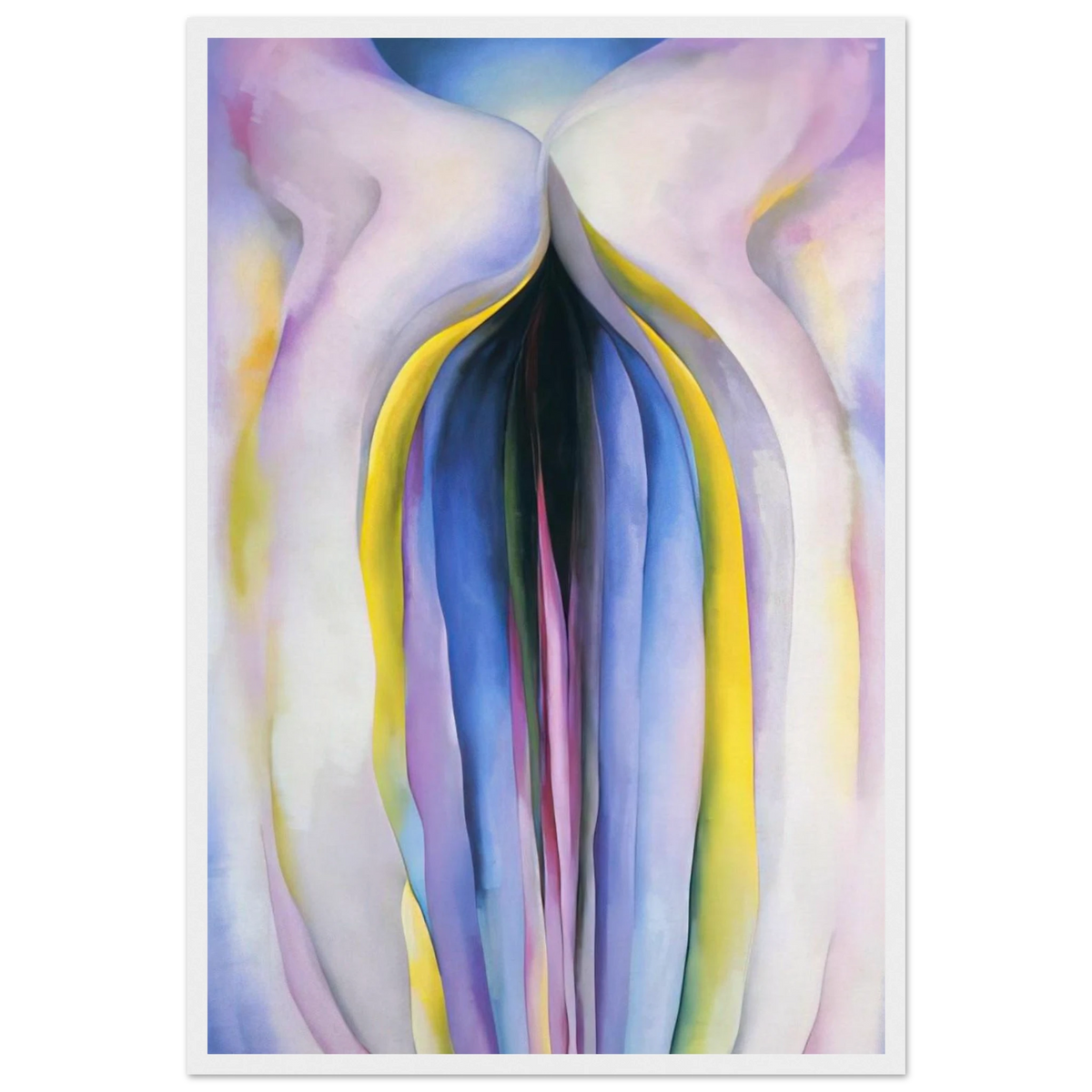 Grey Line With Black, Blue And Yellow Framed Poster | Georgia O'Keeffe Framed Prints Wall Art | Georgia O Keeffe Prints