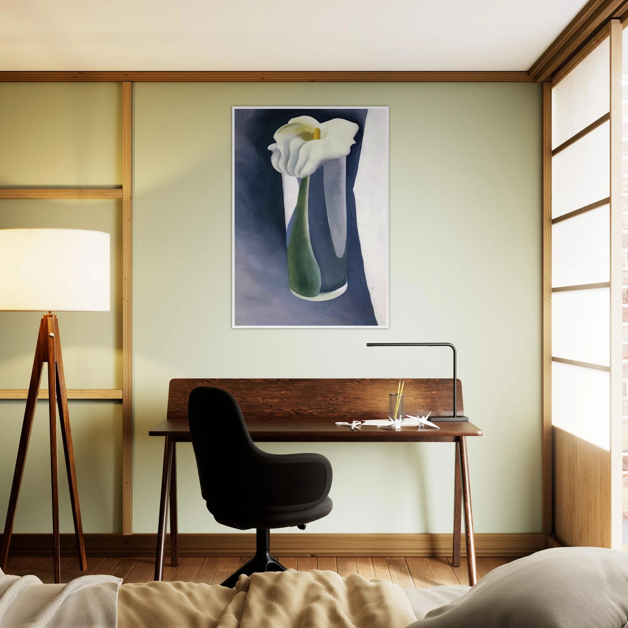 Calla Lily in Tall Glass Framed Poster | Georgia O'Keeffe Framed Prints Wall Art | Georgia O Keeffe Prints