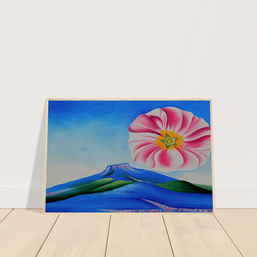 Hollyhock Pink with Pedernal Framed Poster | Georgia O'Keeffe Framed Prints Wall Art | Georgia O Keeffe Prints