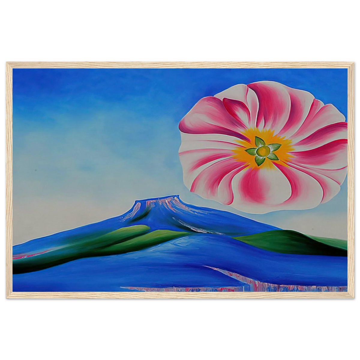 Hollyhock Pink with Pedernal Framed Poster | Georgia O'Keeffe Framed Prints Wall Art | Georgia O Keeffe Prints
