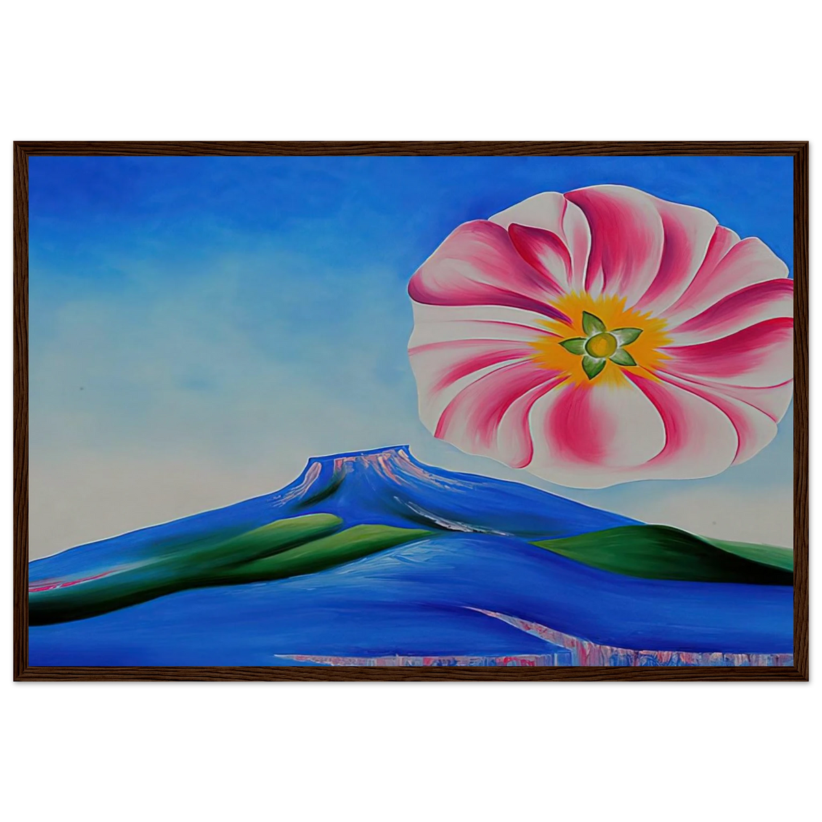 Hollyhock Pink with Pedernal Framed Poster | Georgia O'Keeffe Framed Prints Wall Art | Georgia O Keeffe Prints