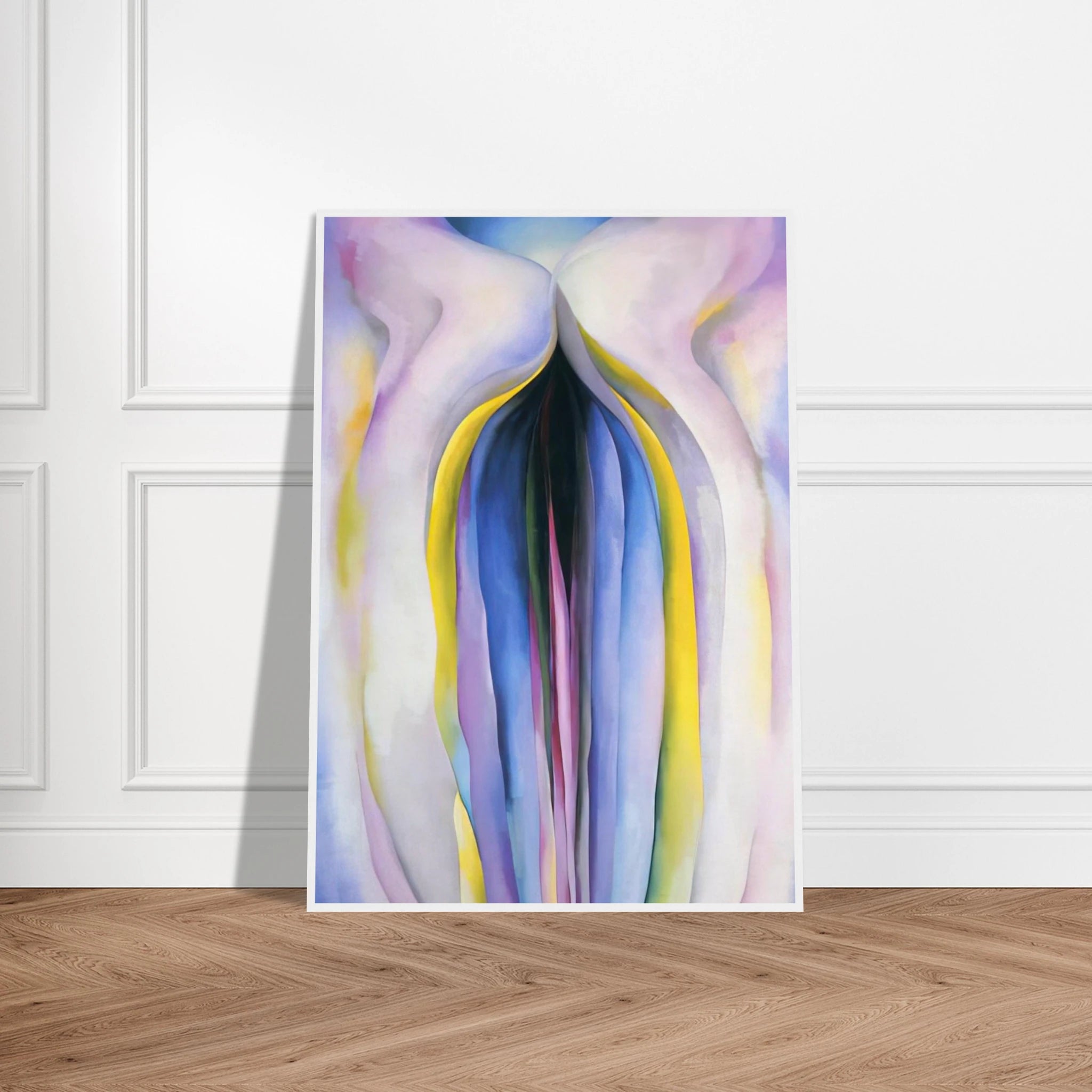 Grey Line With Black, Blue And Yellow Framed Poster | Georgia O'Keeffe Framed Prints Wall Art | Georgia O Keeffe Prints