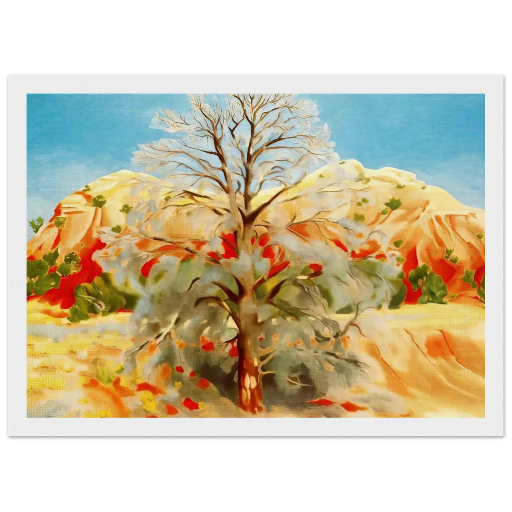 Dead Tree with Pink Hill Framed Poster | Georgia O'Keeffe Framed Prints Wall Art | Georgia O Keeffe Prints