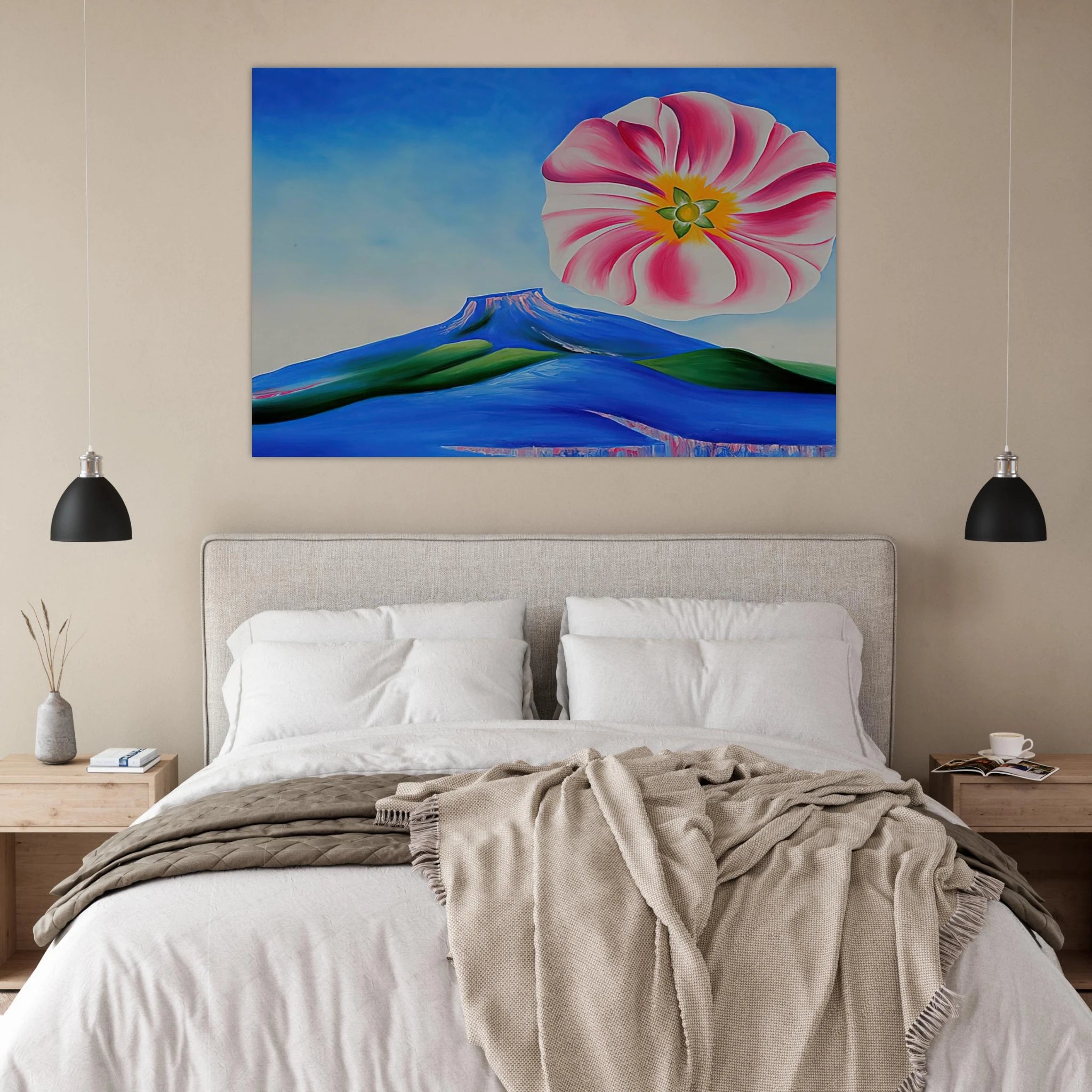 Hollyhock Pink with Pedernal Poster | Georgia O'Keeffe Poster | Georgia O Keeffe Prints