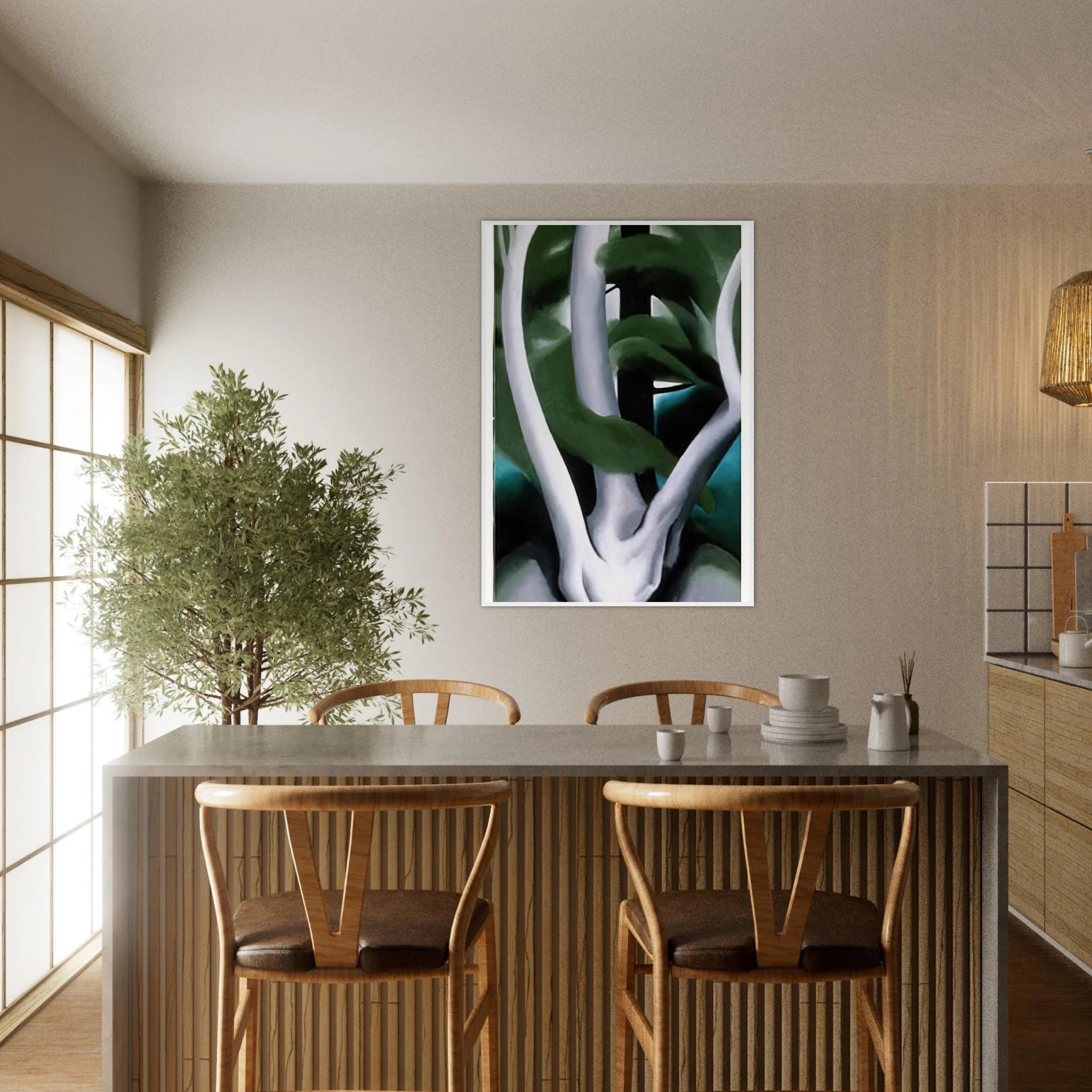 Birch and Pine Tree No. 1 Framed Poster | Georgia O'Keeffe Framed Prints Wall Art | Georgia O Keeffe Prints