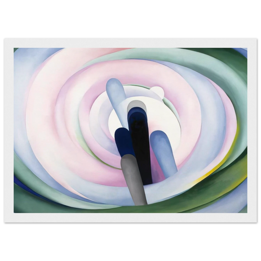 Grey Blue and Black, Pink Circle Framed Poster | Georgia O'Keeffe Framed Prints Wall Art | Georgia O Keeffe Prints