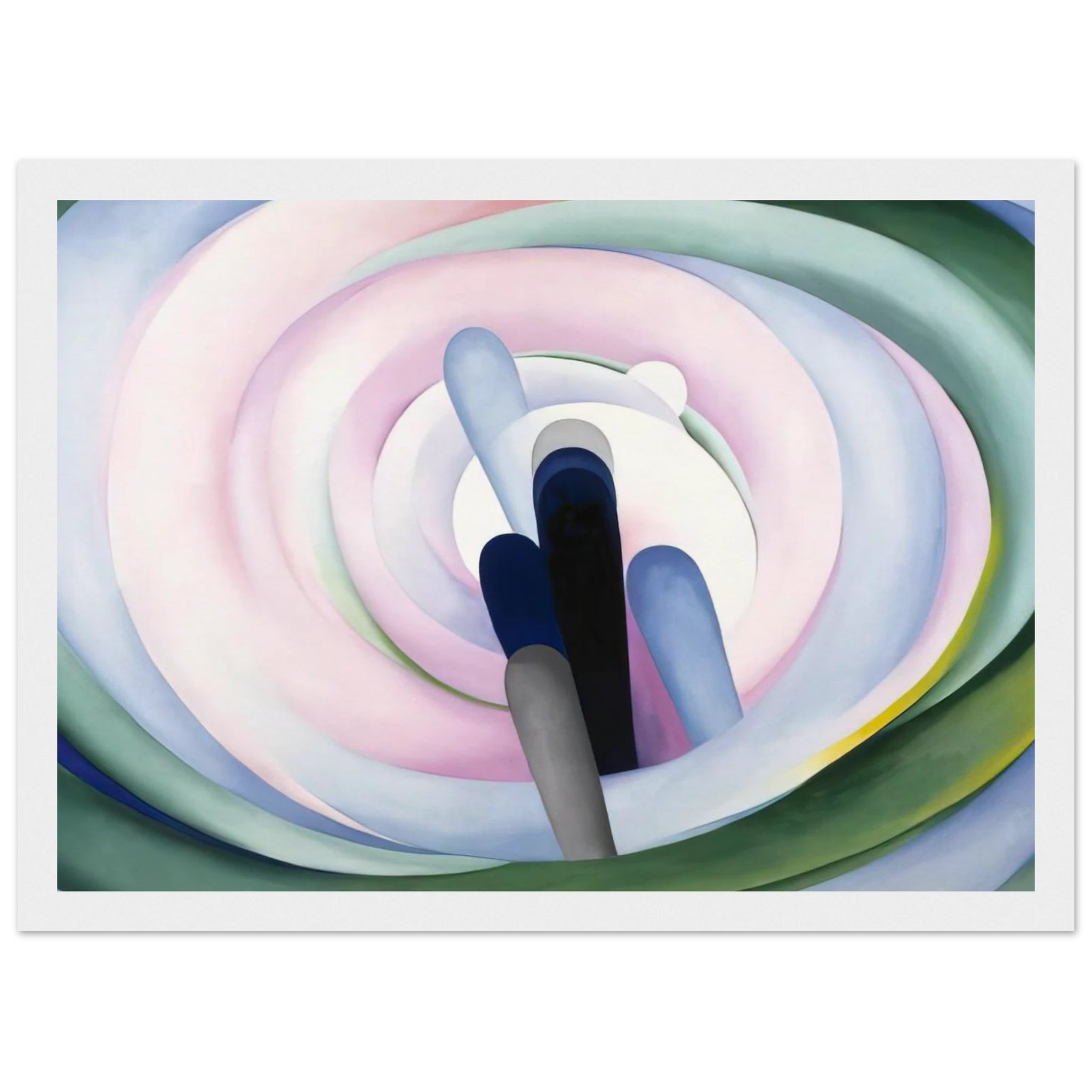 Grey Blue and Black, Pink Circle Framed Poster | Georgia O'Keeffe Framed Prints Wall Art | Georgia O Keeffe Prints
