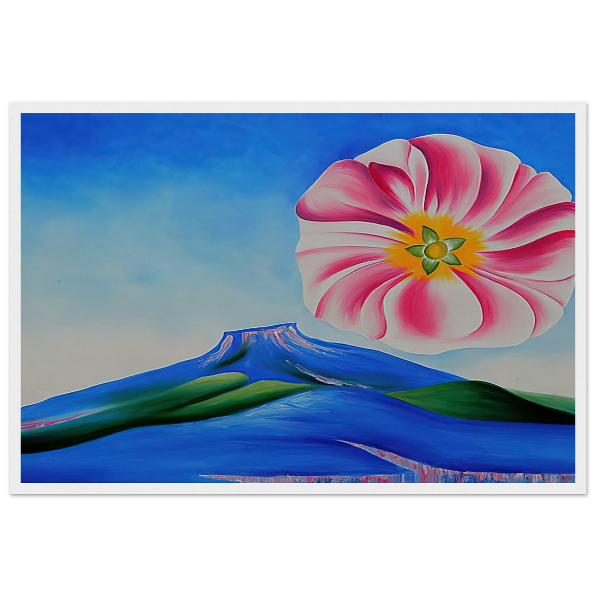 Hollyhock Pink with Pedernal Framed Poster | Georgia O'Keeffe Framed Prints Wall Art | Georgia O Keeffe Prints